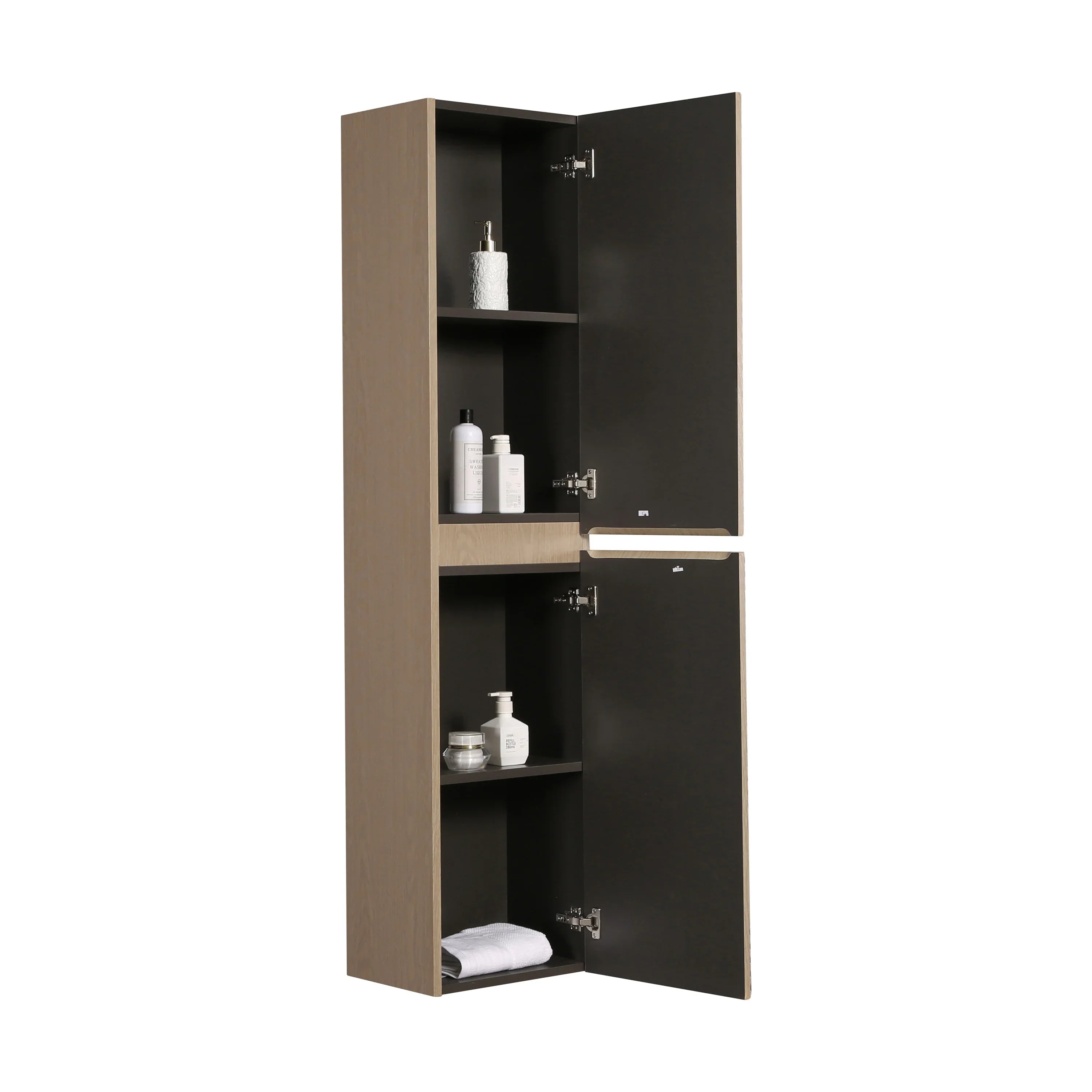 Armoire à Linge Murale en Chêne Taupe