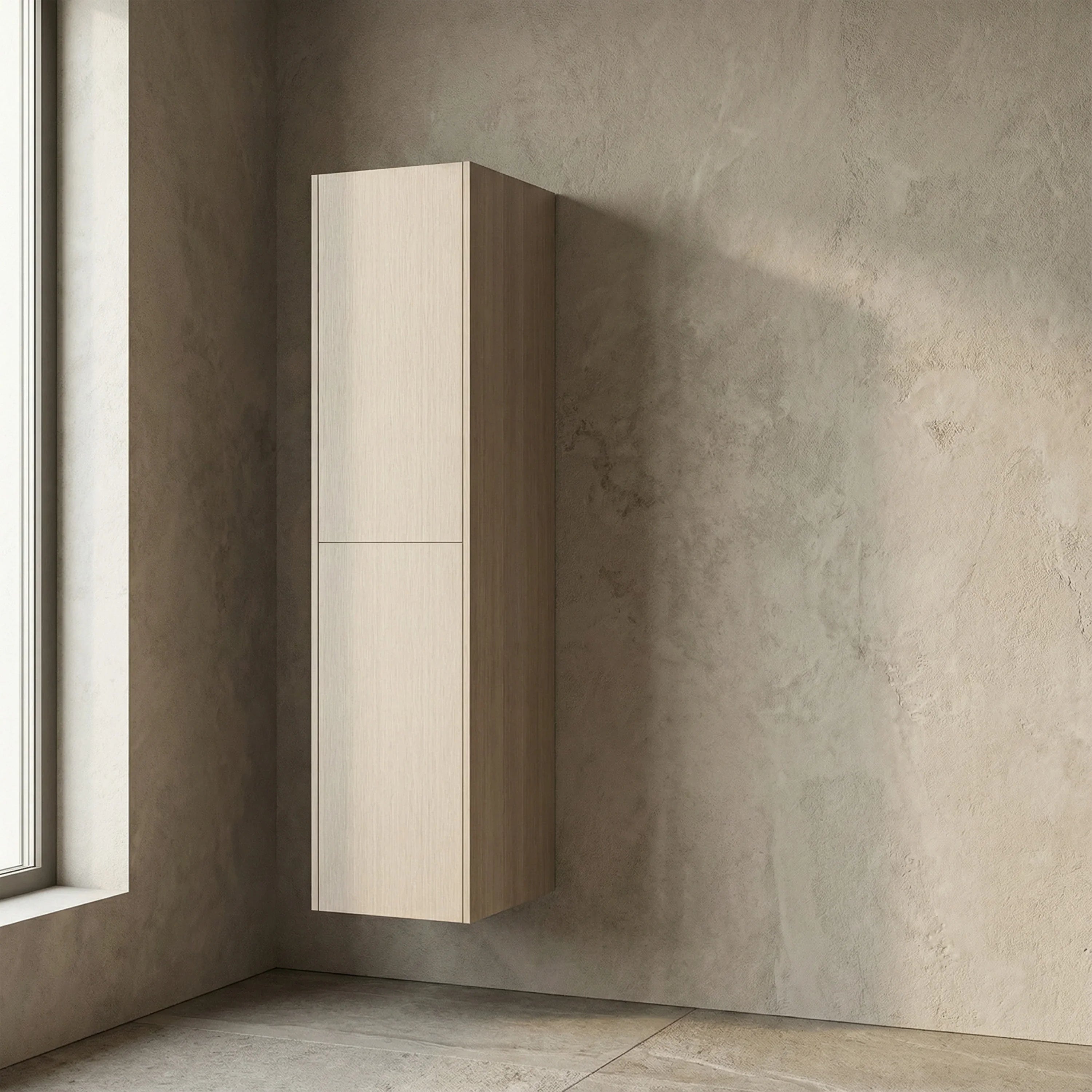 Meuble de rangement mural Hillcrest Taupe à 2 portes avec étagères - Rangement de salle de bain