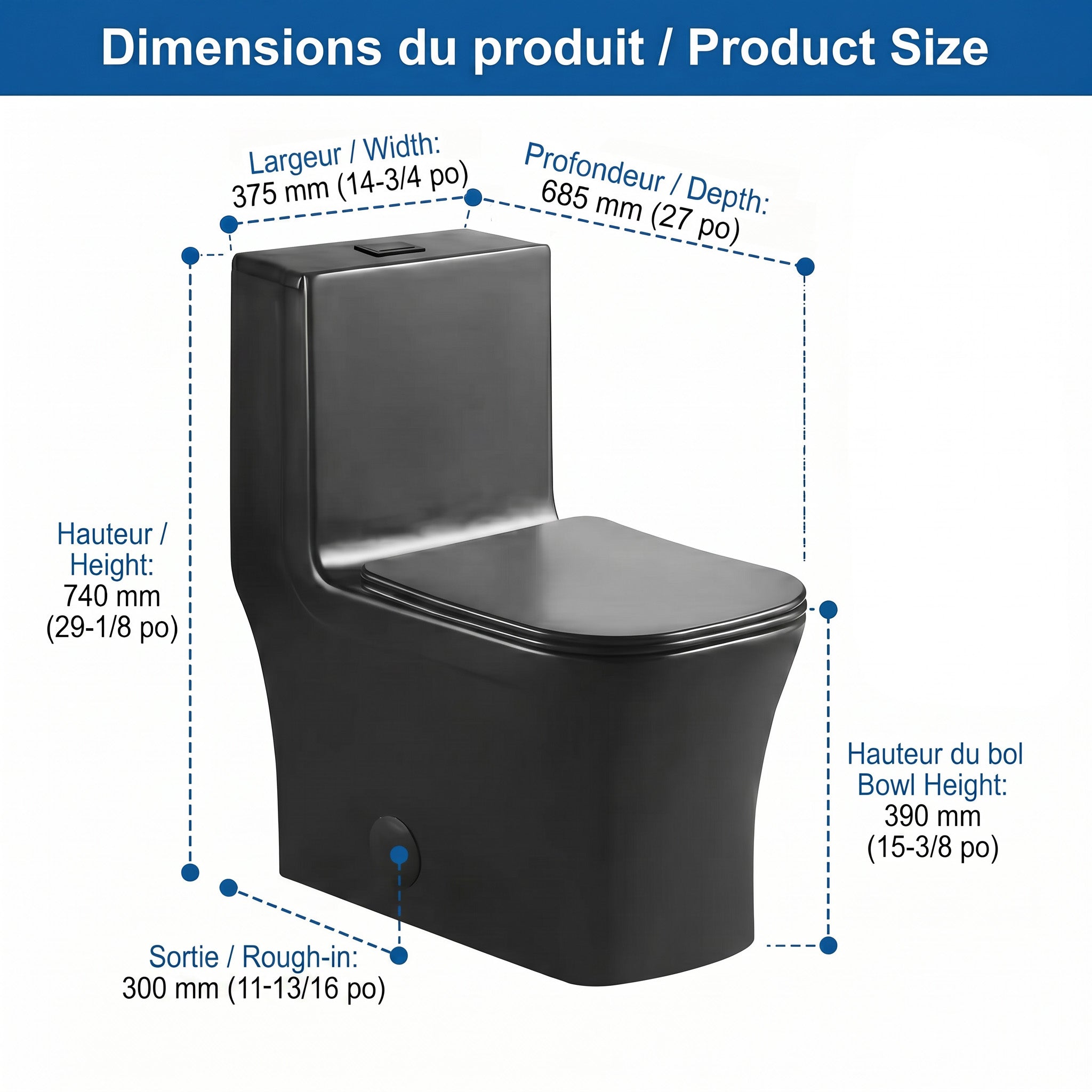 One Piece Toilet - Barcelona - Black