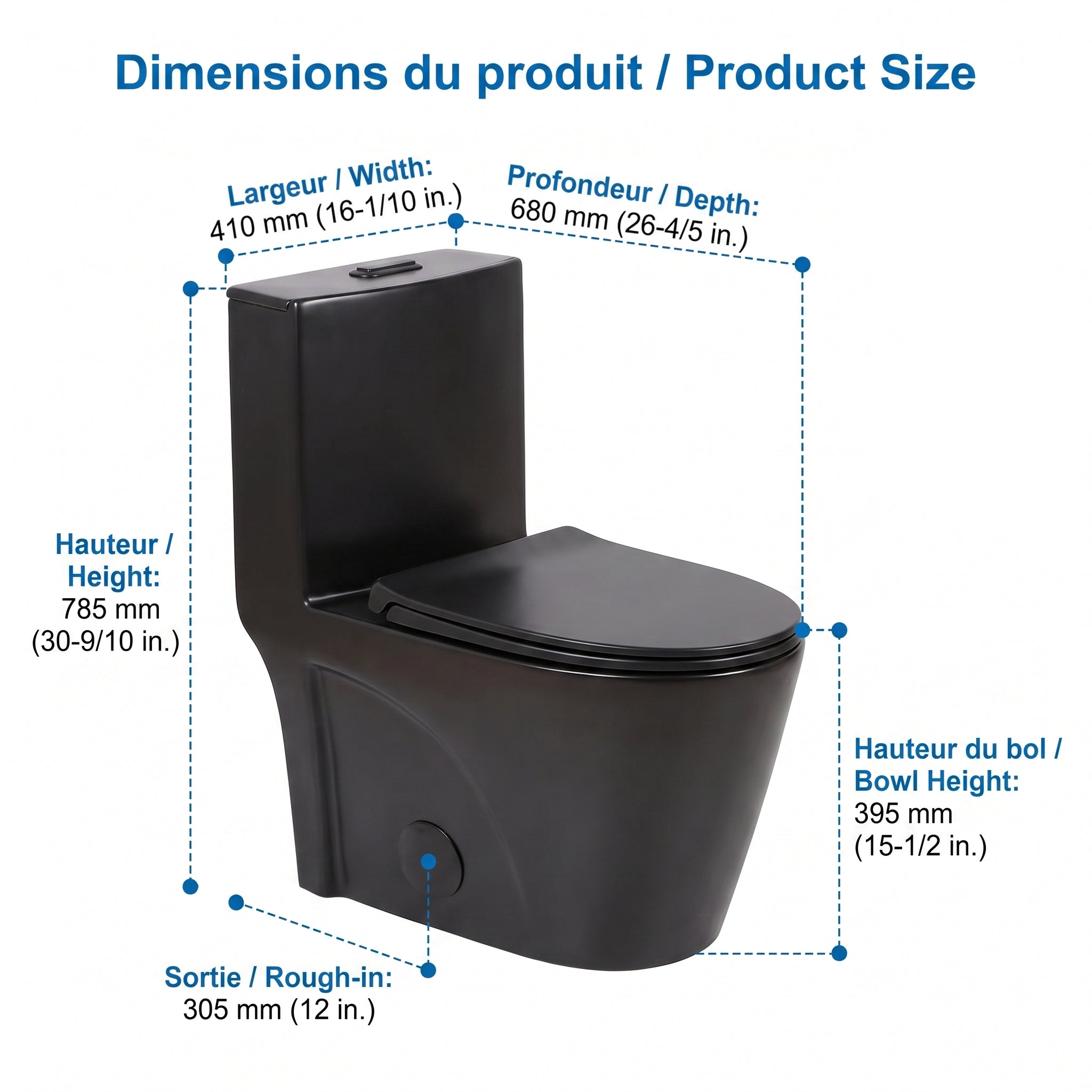 Catania Matte Black One-Piece Toilet with Dual Flush Technology