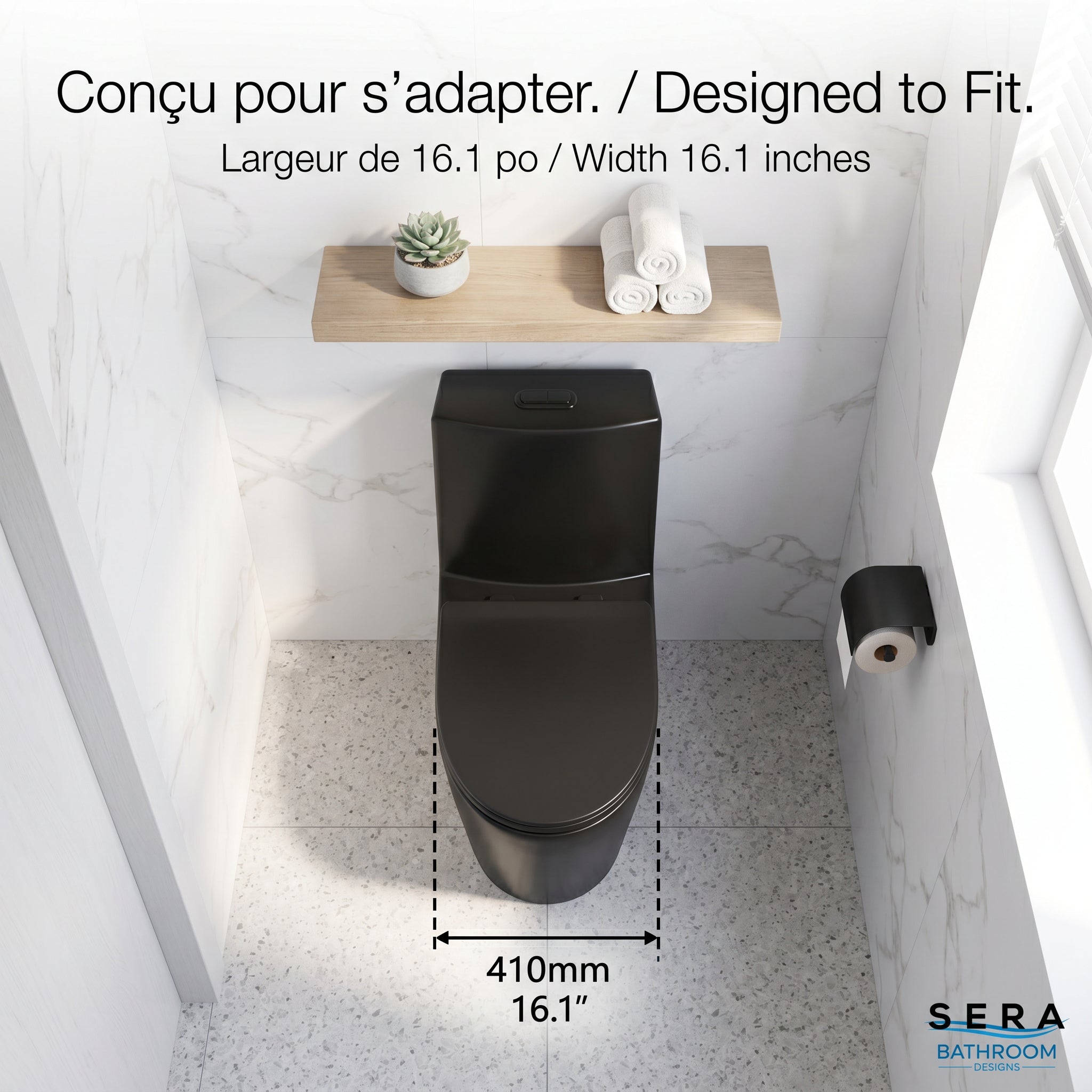 Catania Matte Black One-Piece Toilet with Dual Flush Technology