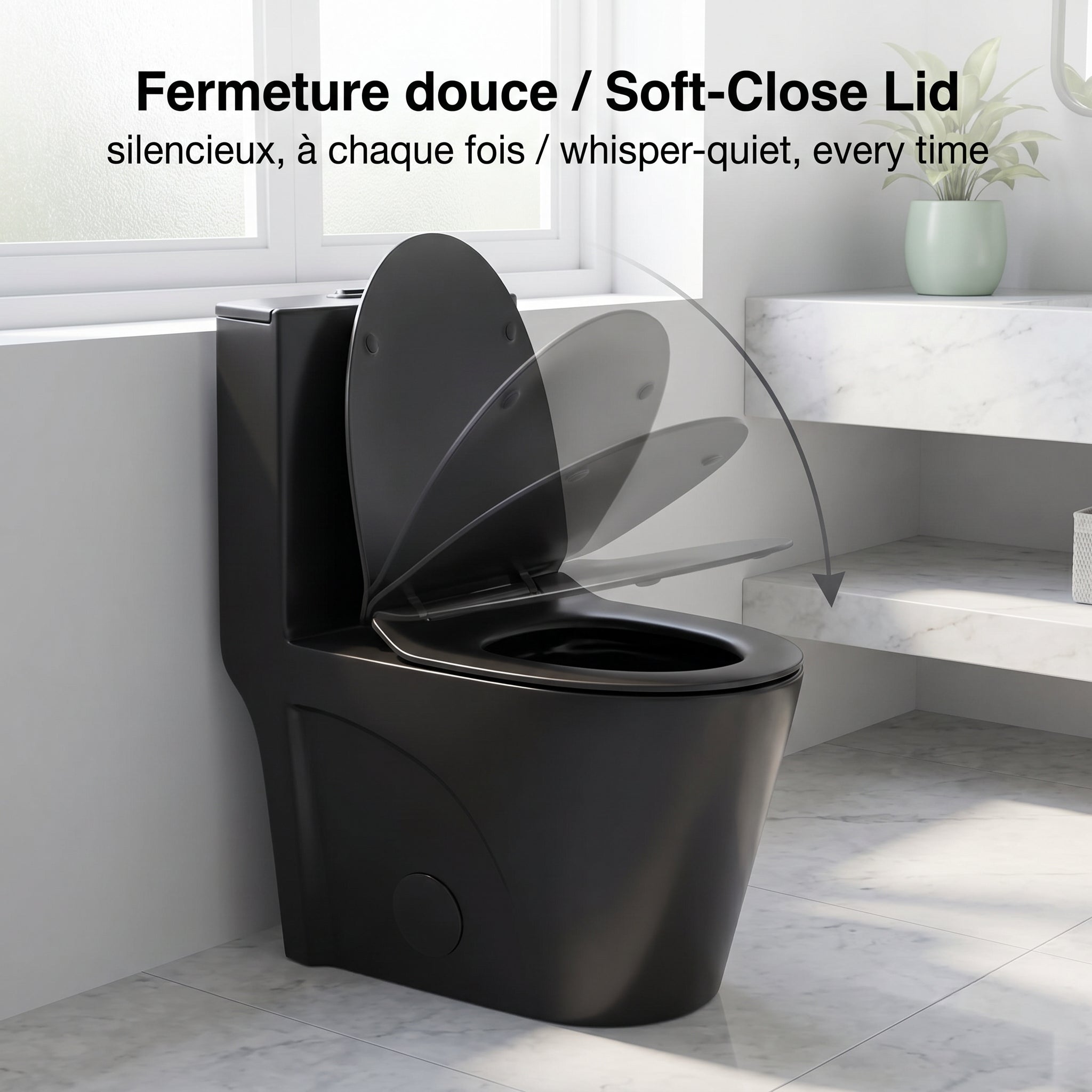 Catania Matte Black One-Piece Toilet with Dual Flush Technology