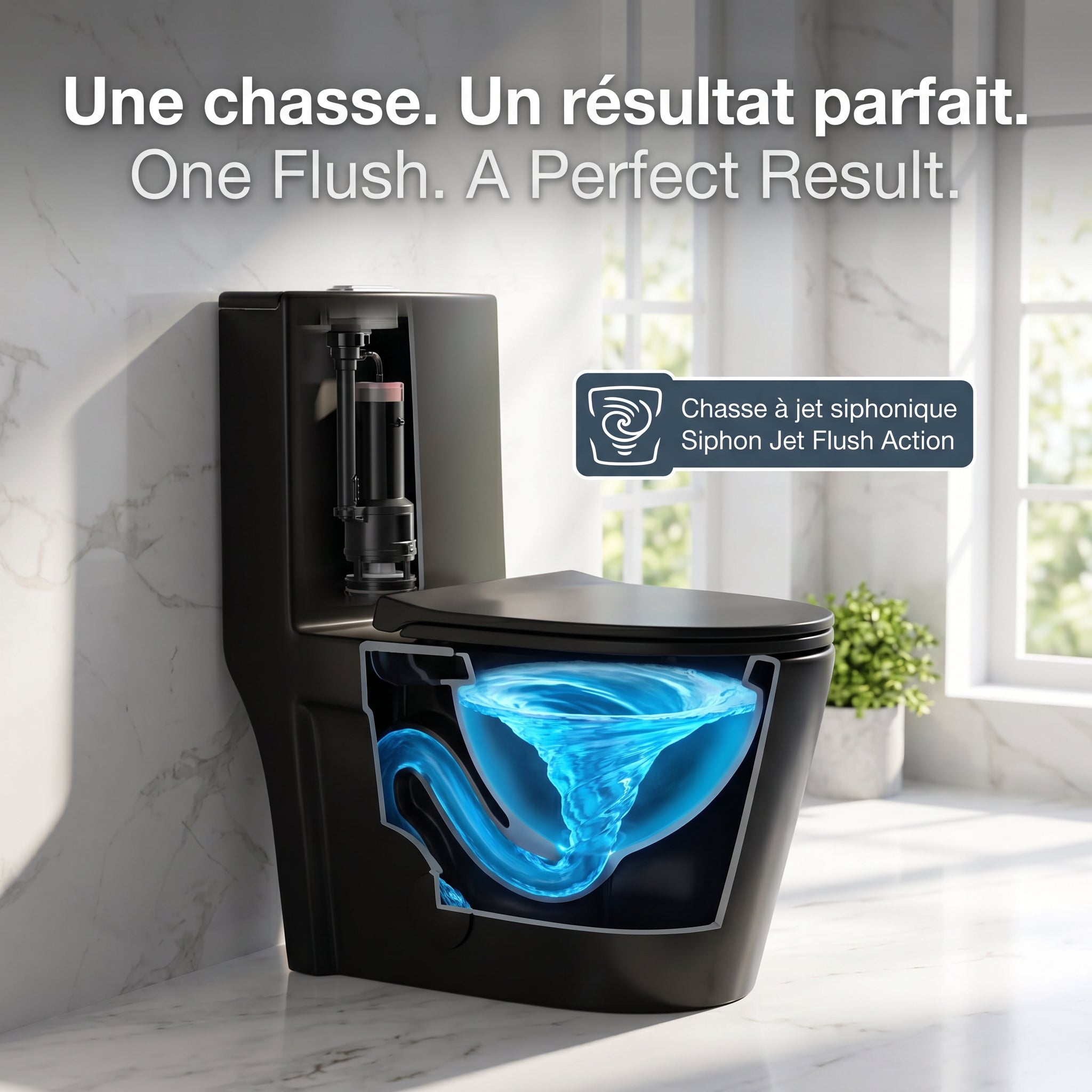 Catania Matte Black One-Piece Toilet with Dual Flush Technology