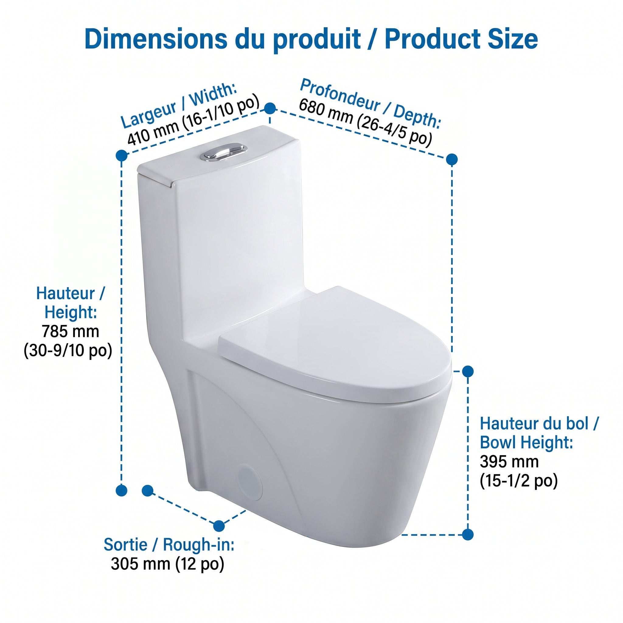 Catania One-Piece White Toilet with Dual Flush Technology