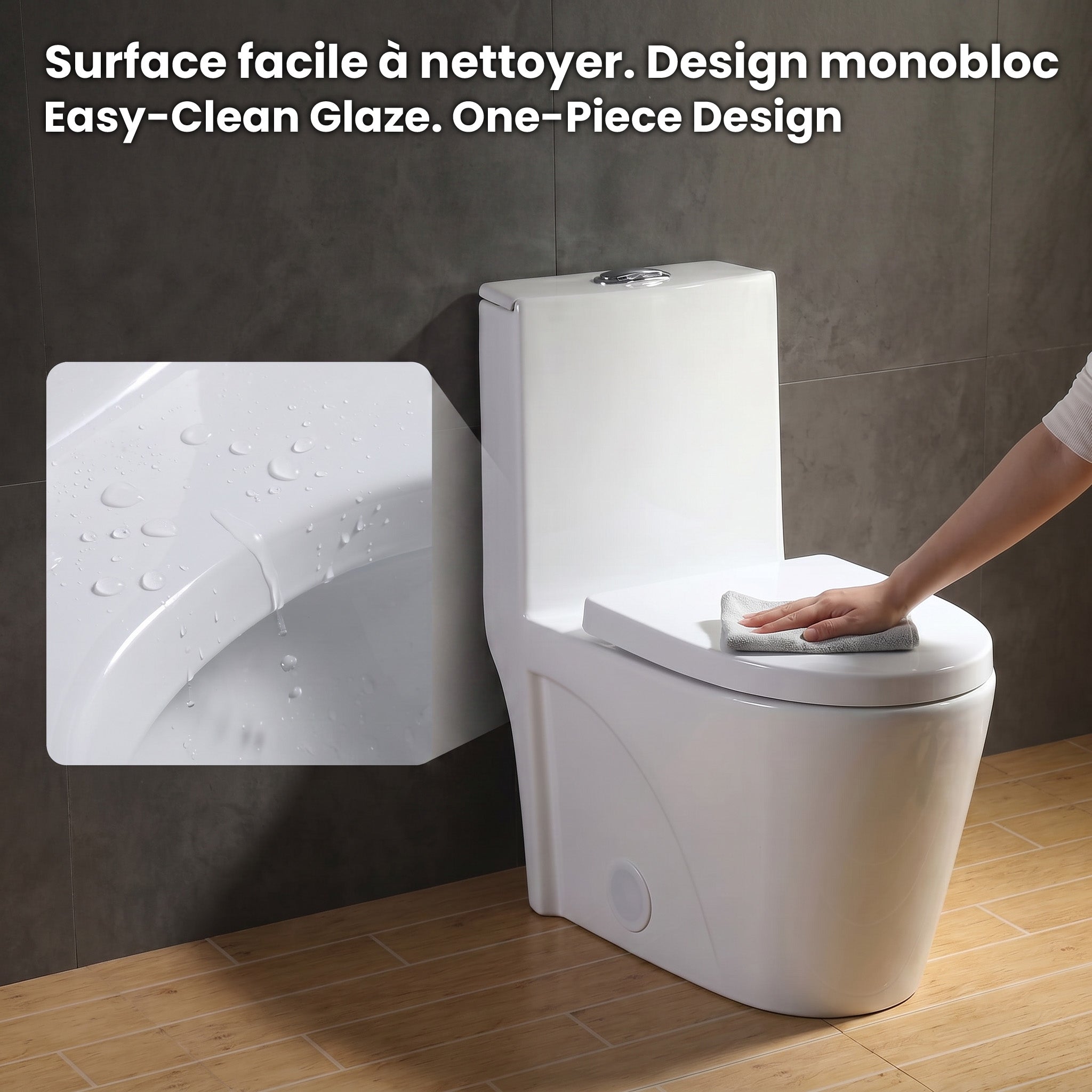 Toilette Monobloc Blanche Catania avec Double Chasse d'Eau