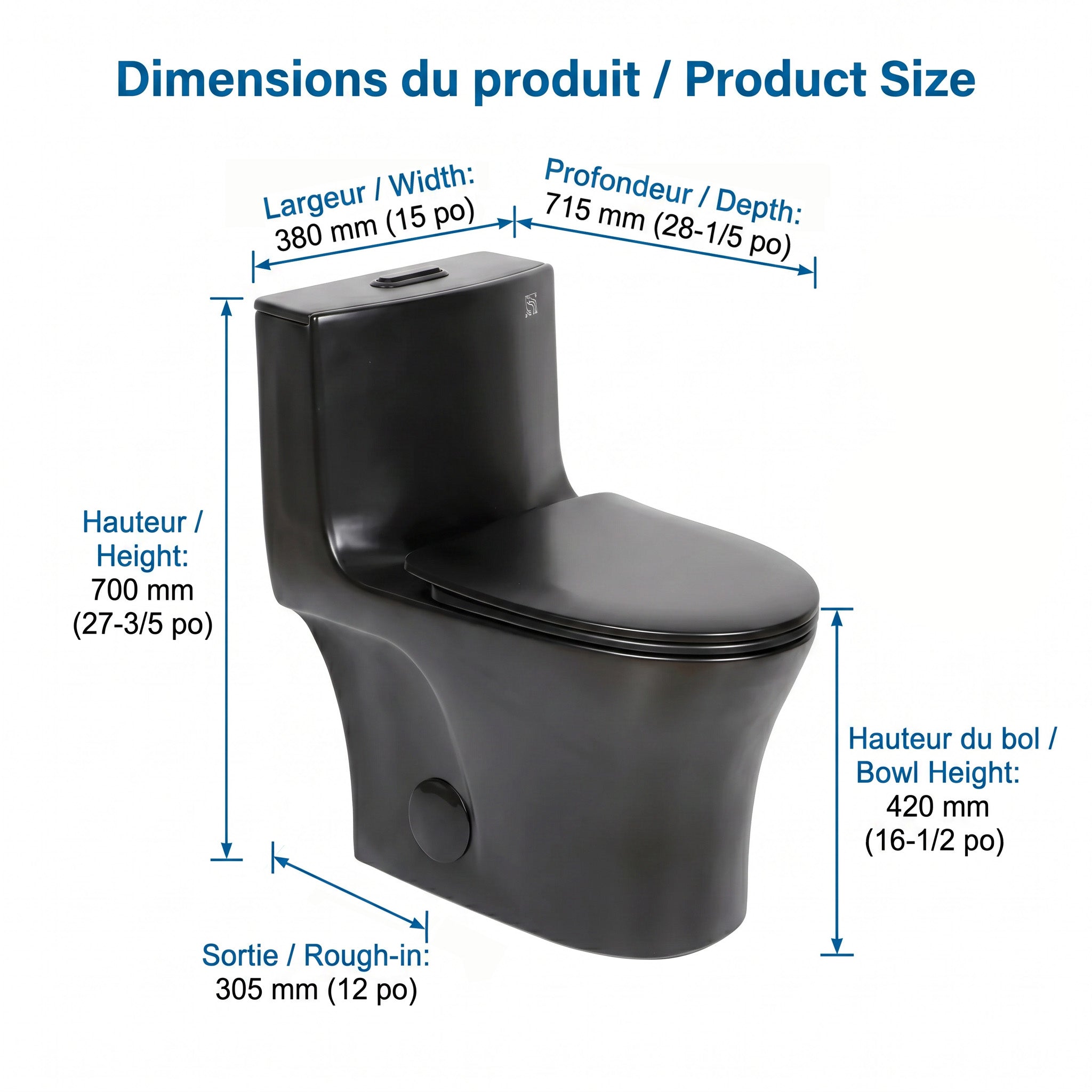 One Piece Toilet - Prato in Black