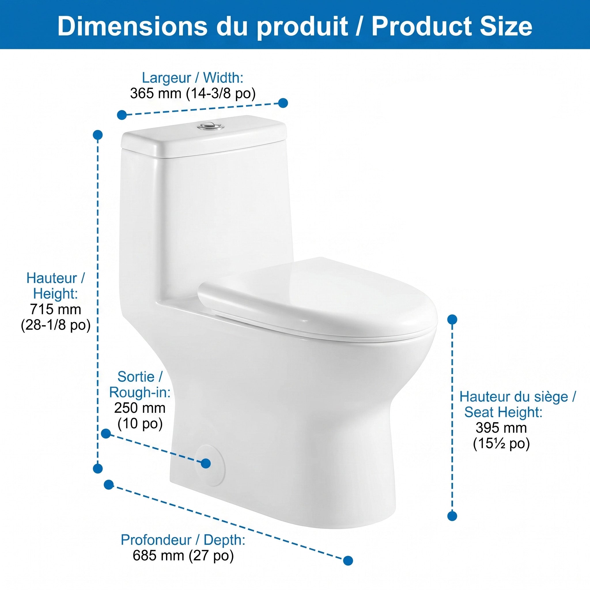 One Piece Toilet - Pesaro - White
