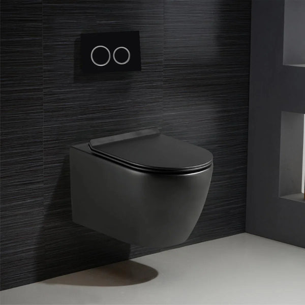Valencia Dual Flush Wall-Hung Toilet in Black - 4/6L GPF | Golden