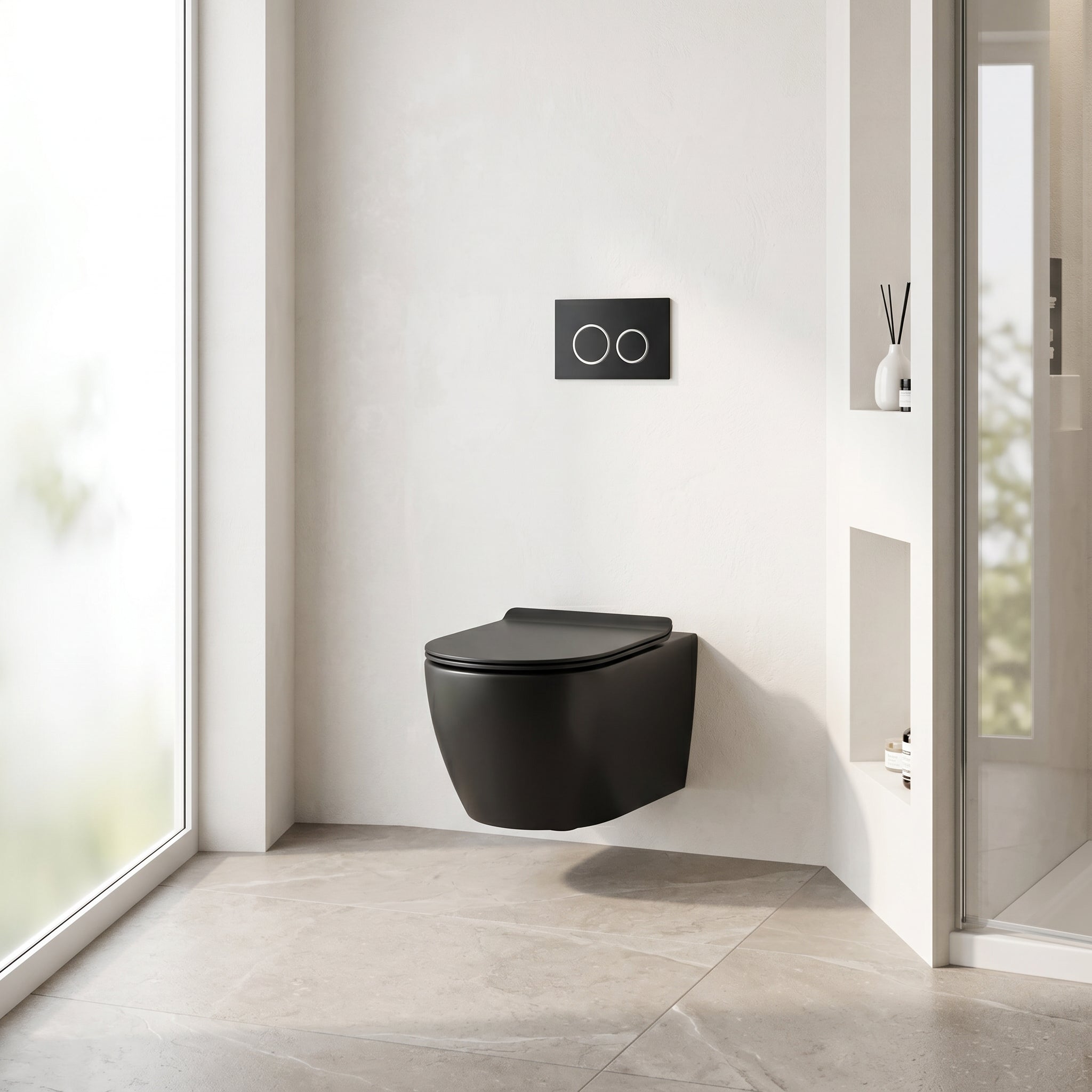 Valencia Dual Flush Elongated Wall-Hung Toilet in Black - 4/6L GPF