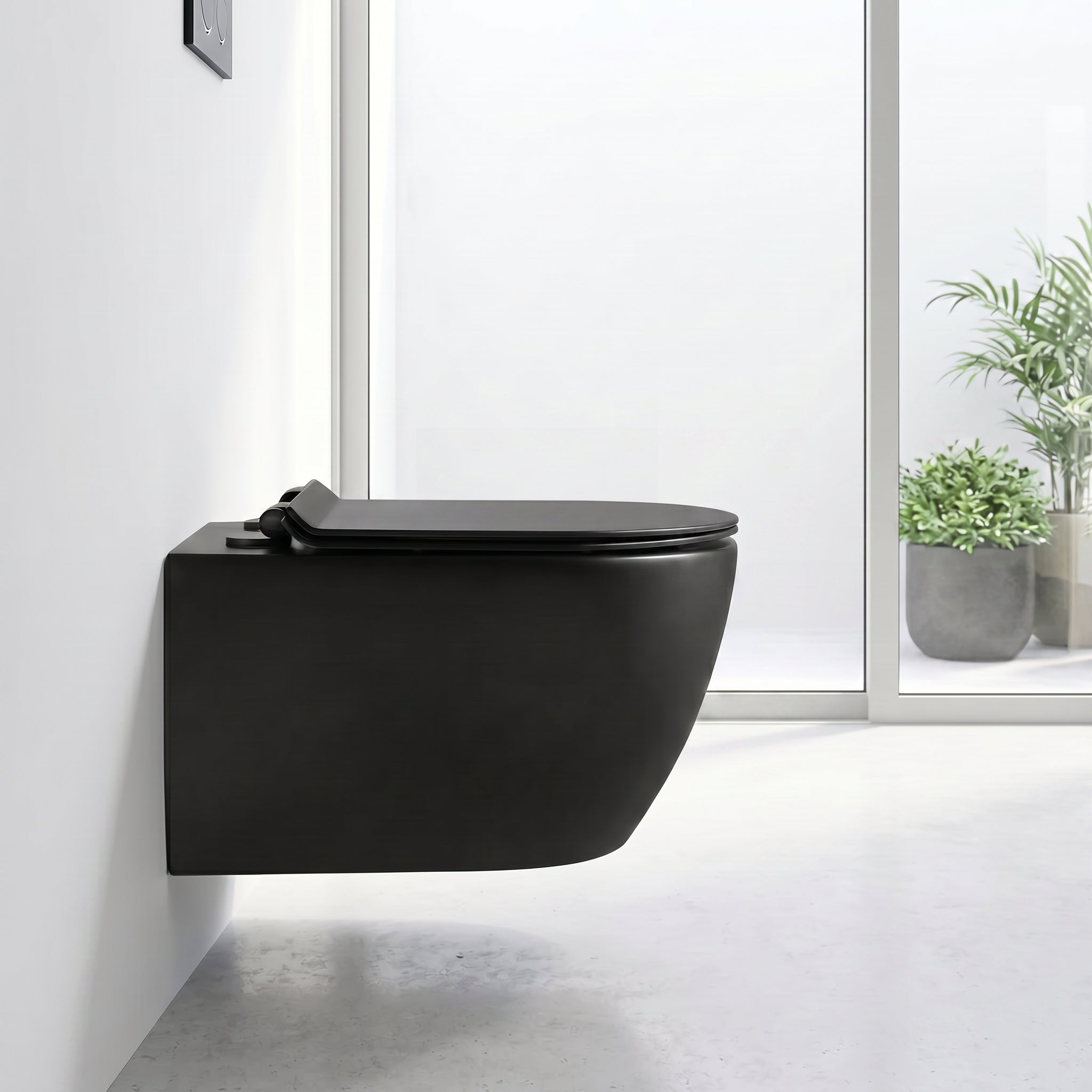 Valencia Dual Flush Elongated Wall-Hung Toilet in Black - 4/6L GPF