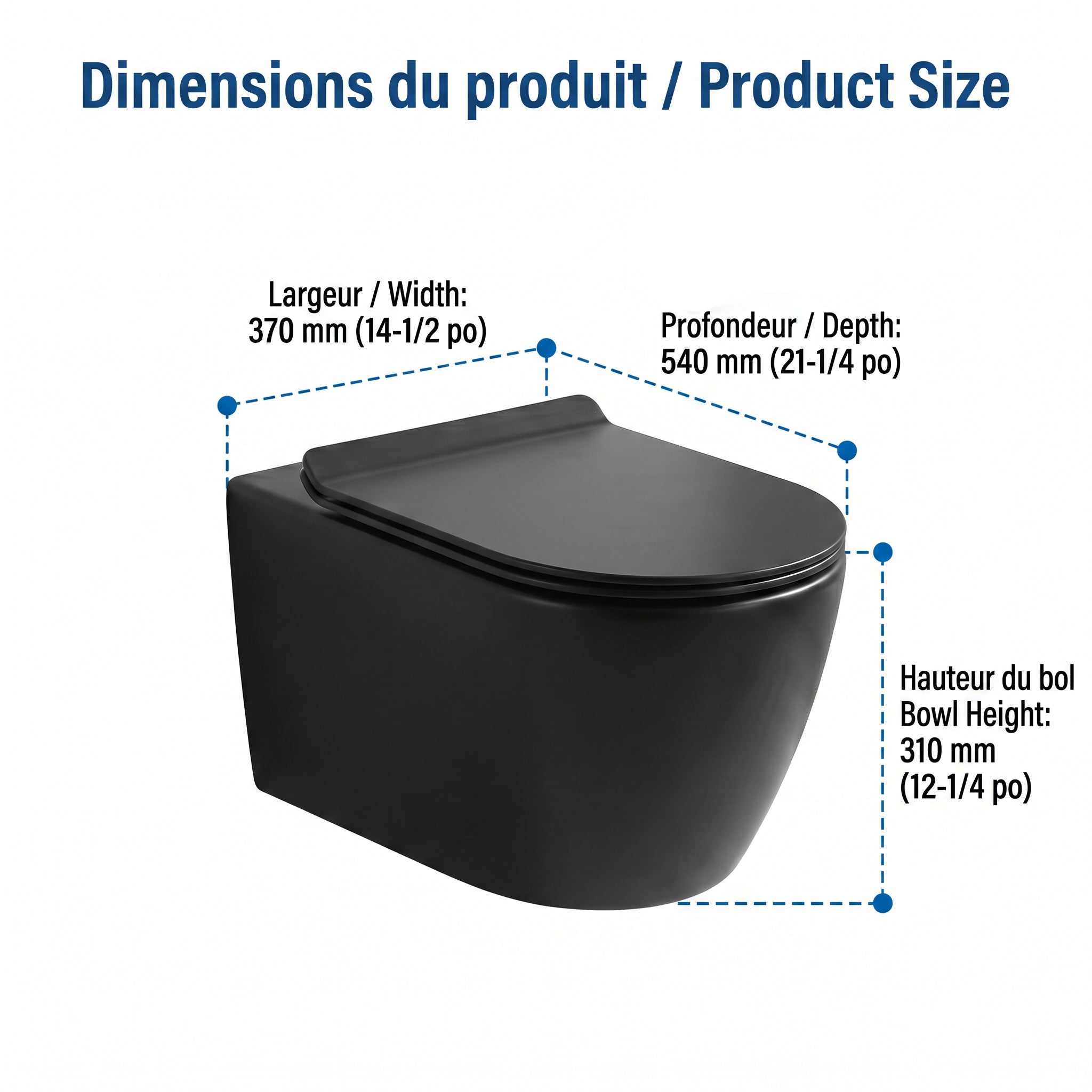 Valencia Dual Flush Elongated Wall-Hung Toilet in Black - 4/6L GPF