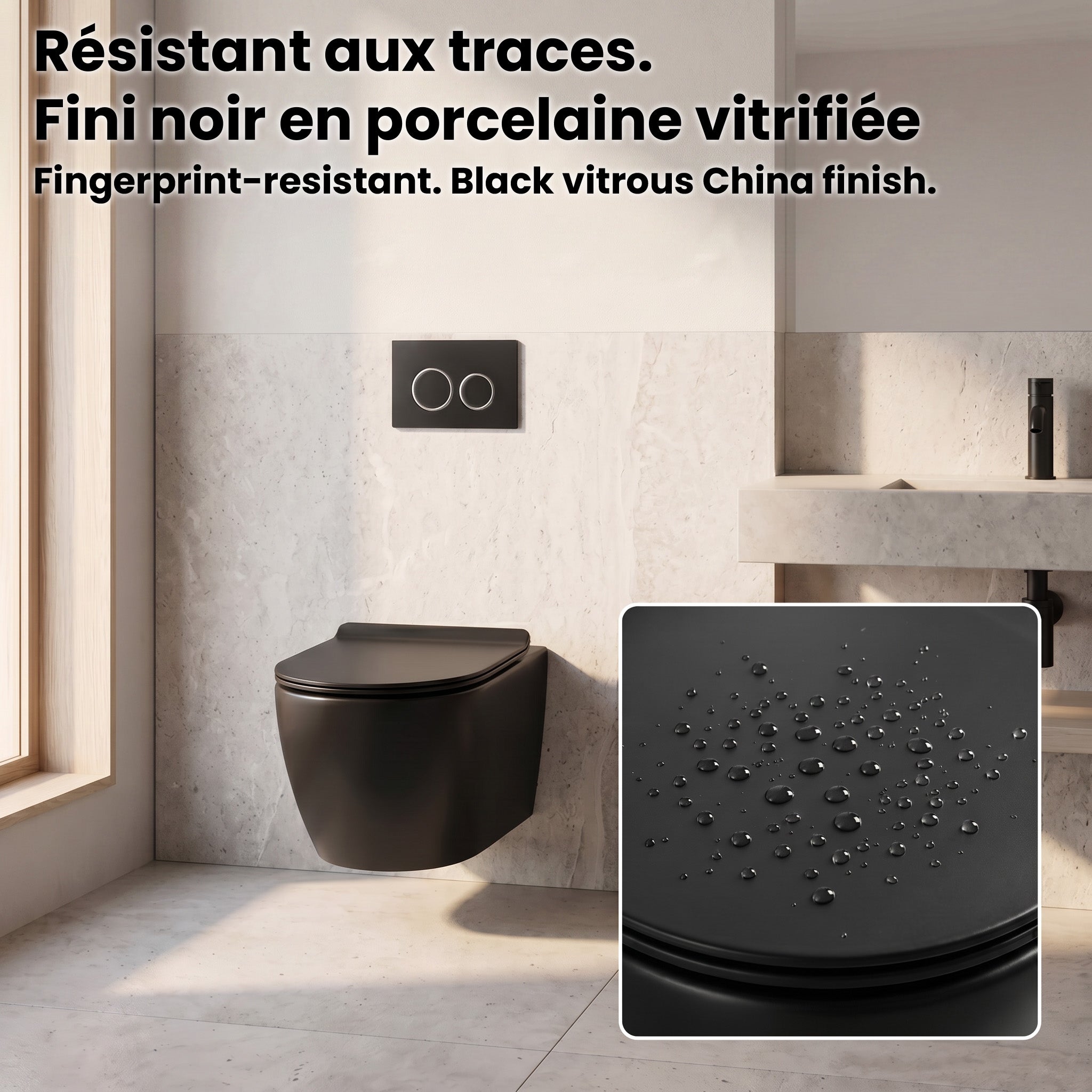 Valencia Dual Flush Elongated Wall-Hung Toilet in Black - 4/6L GPF