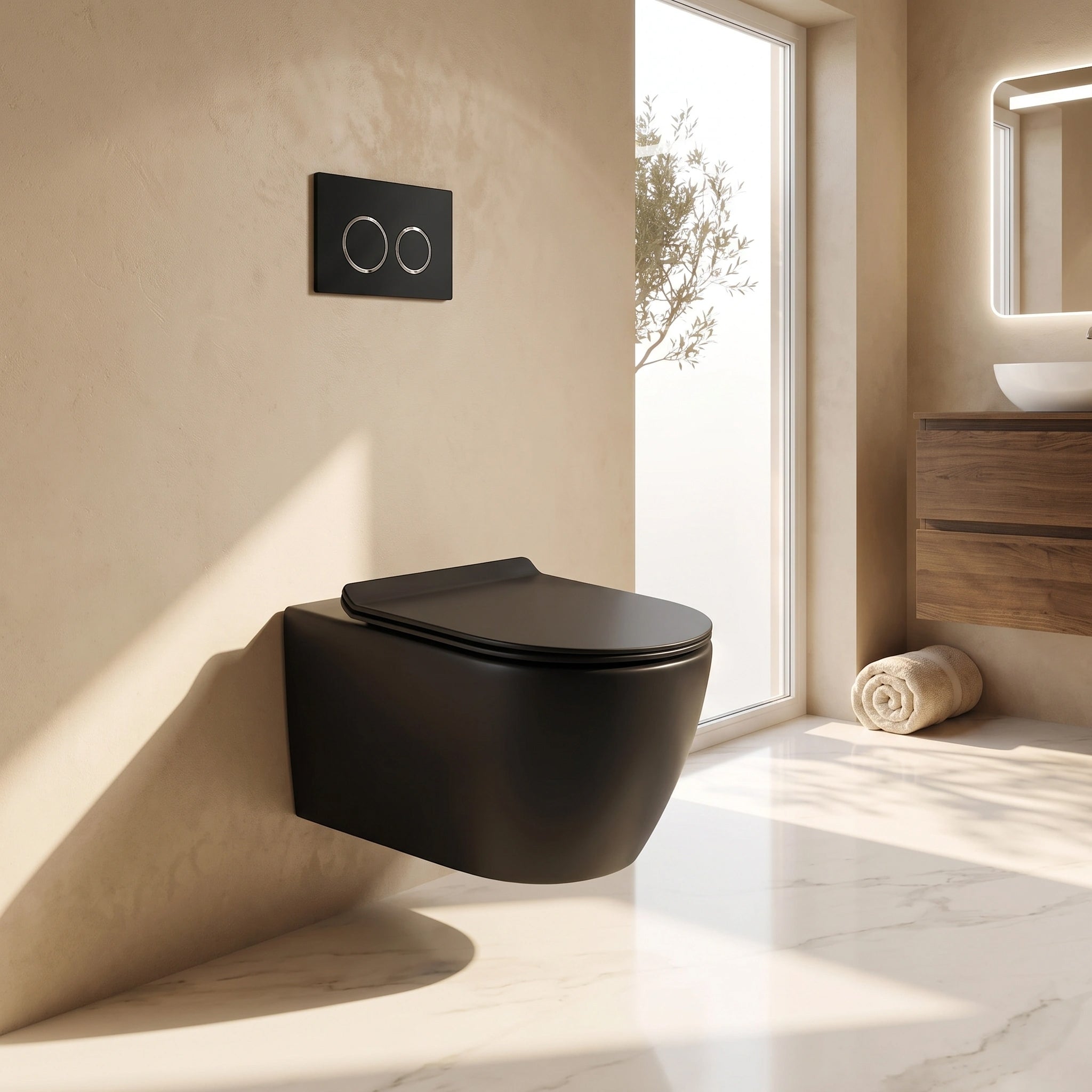 Valencia Dual Flush Elongated Wall-Hung Toilet in Black - 4/6L GPF