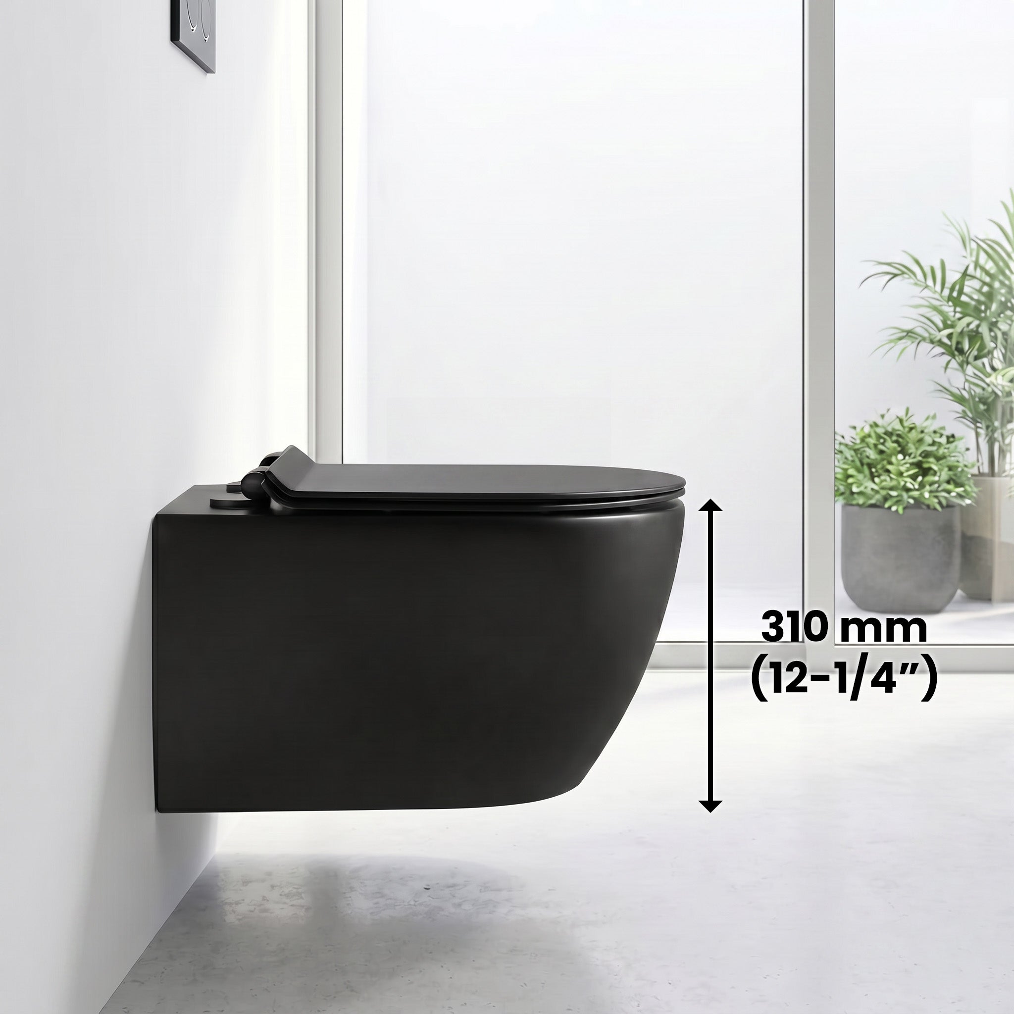 Valencia Dual Flush Elongated Wall-Hung Toilet in Black - 4/6L GPF