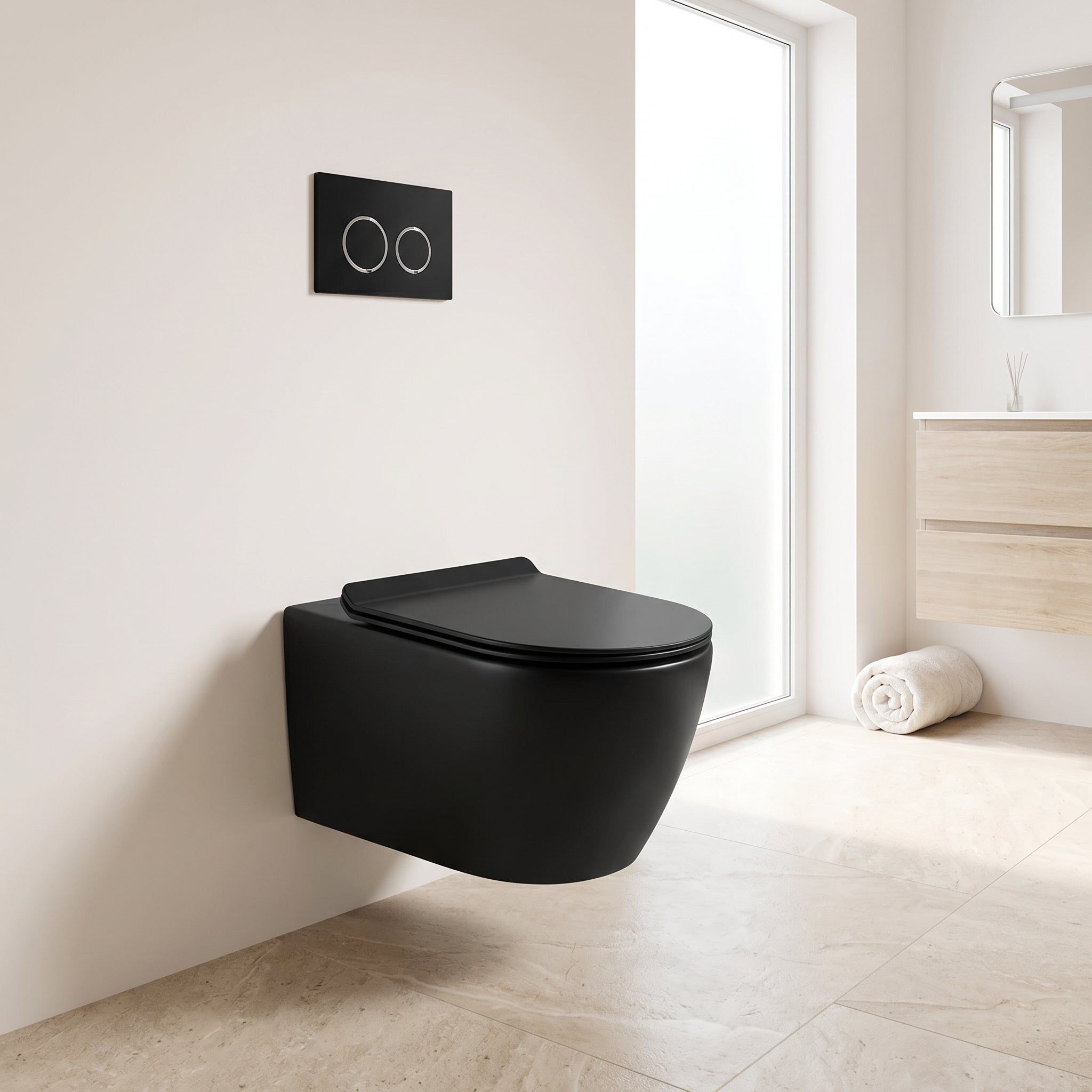 Valencia Dual Flush Elongated Wall-Hung Toilet in Black - 4/6L GPF