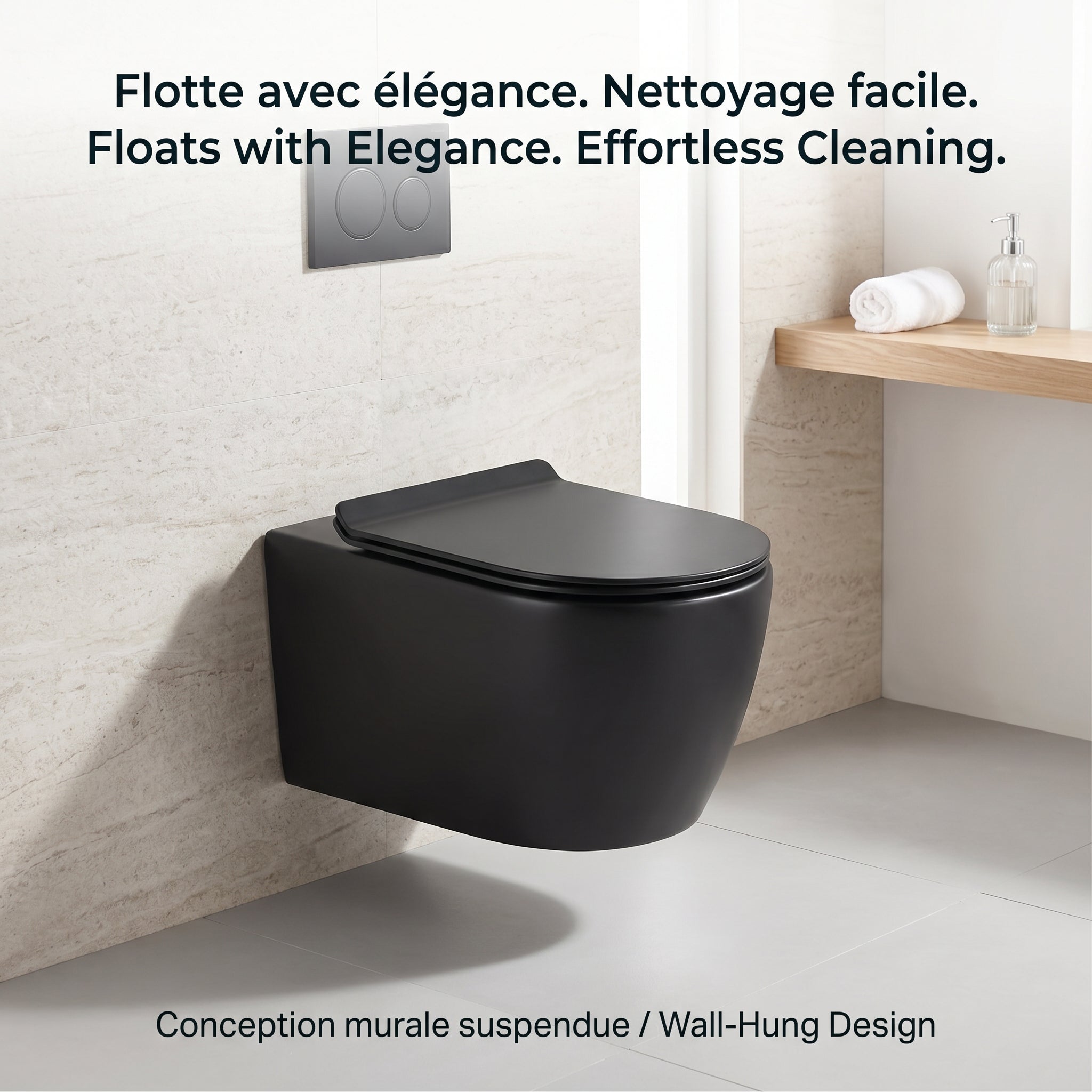 Valencia Dual Flush Elongated Wall-Hung Toilet in Black - 4/6L GPF