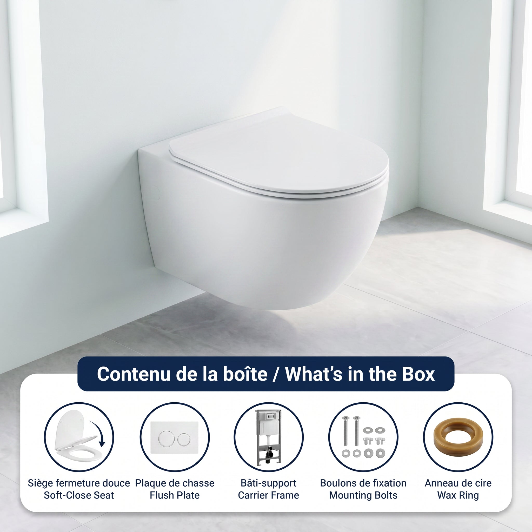Valentia Dual Flush Elongated Wall-Hung Toilet in Matte White - 1.1/1.6 GPF