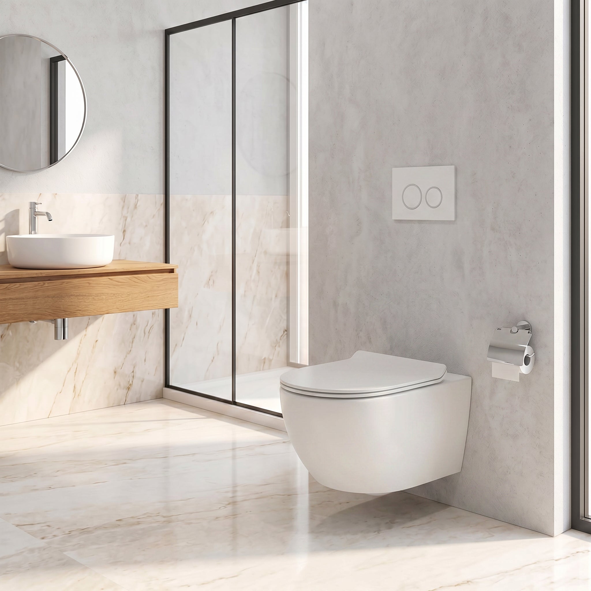 Valentia Dual Flush Elongated Wall-Hung Toilet in Matte White - 1.1/1.6 GPF