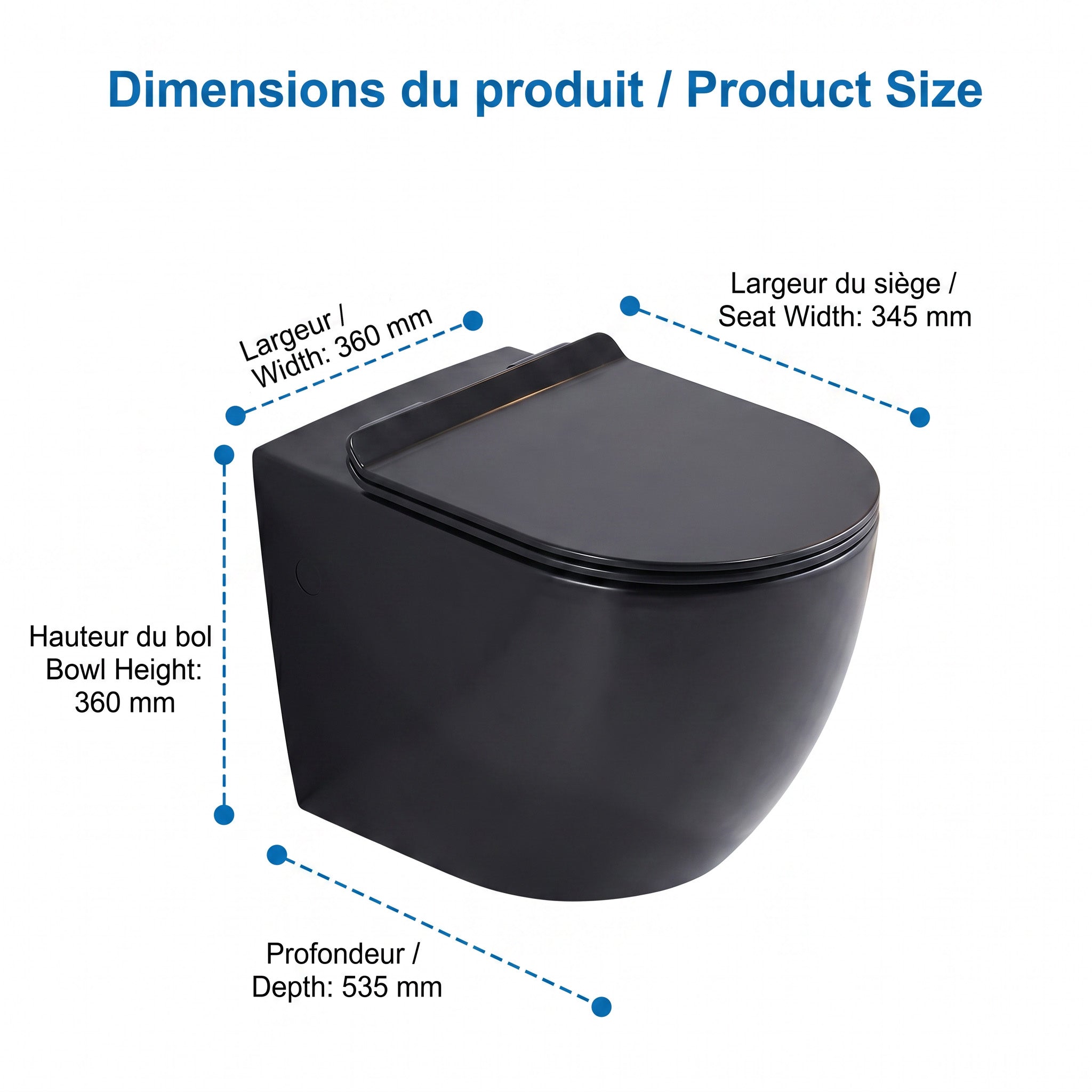 Valentia Matte Black Wall-Hung Toilet with Dual Flush Technology
