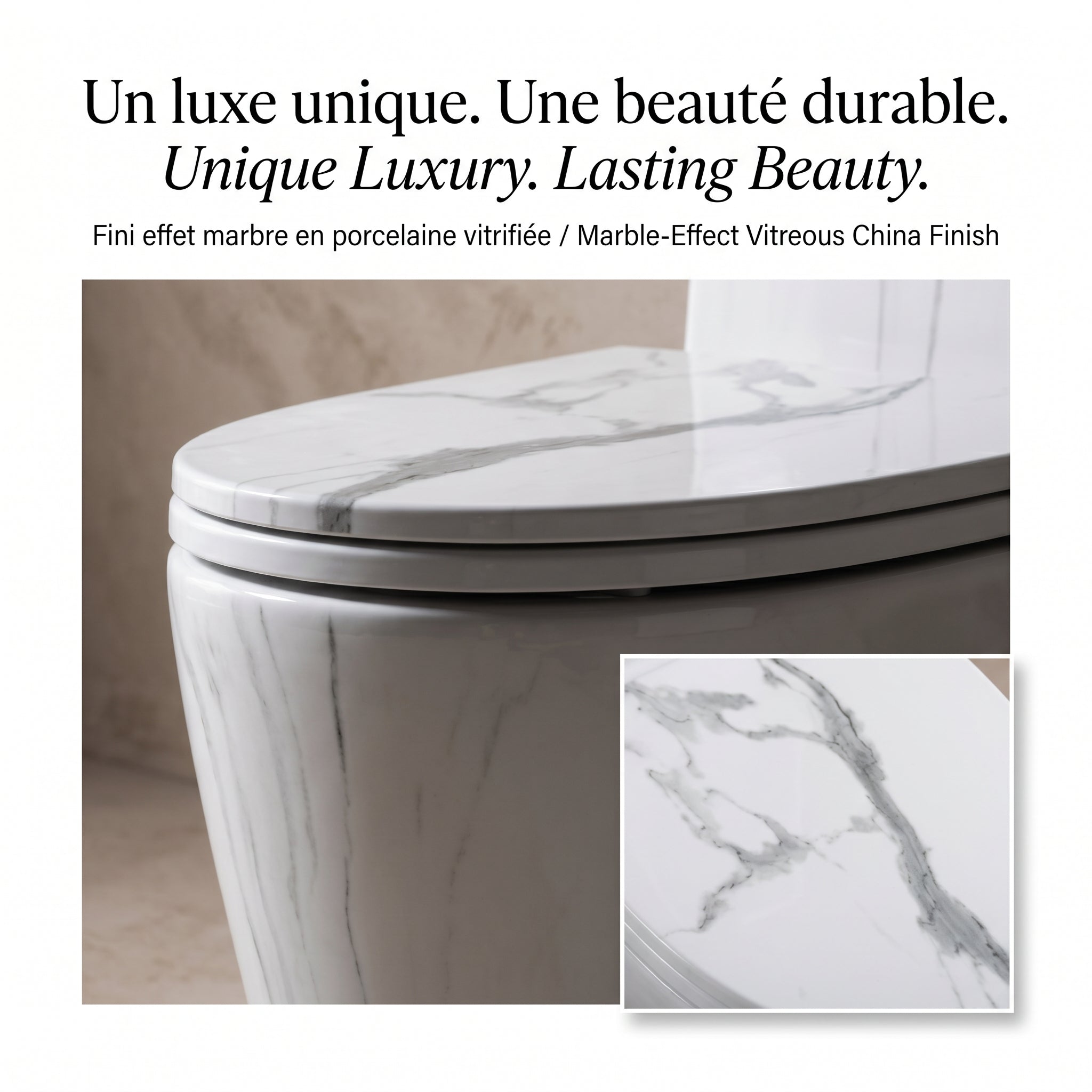 Catania One-Piece Marble Effect Toilet with Dual Flush Technology