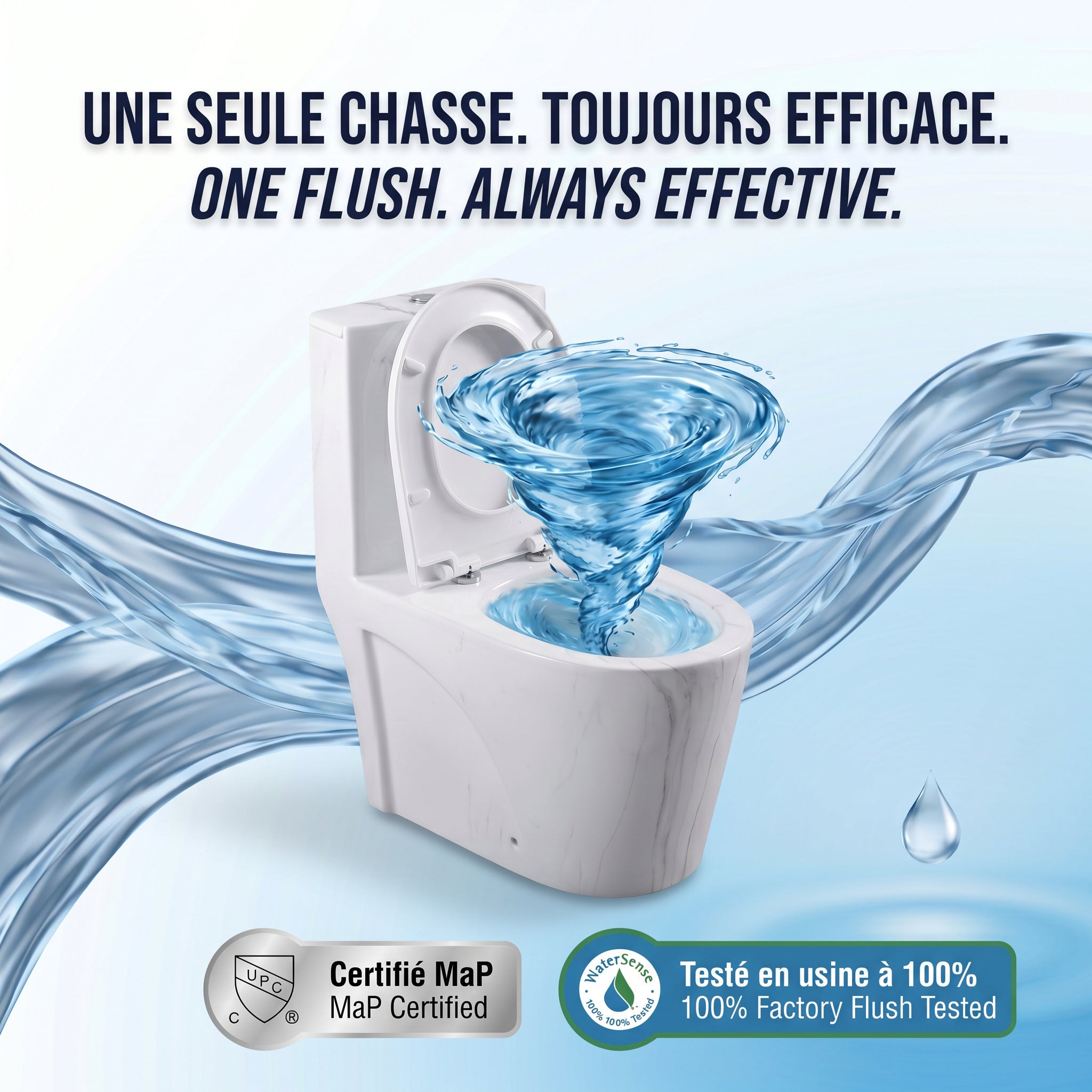 Catania One-Piece Marble Effect Toilet with Dual Flush Technology