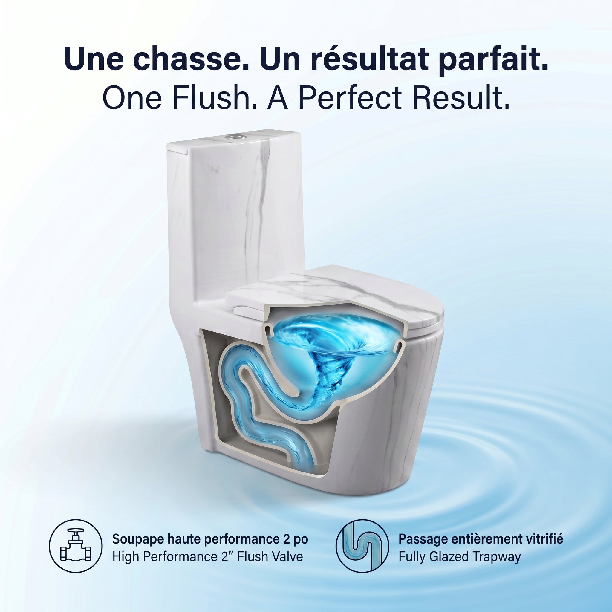 Catania One-Piece Marble Effect Toilet with Dual Flush Technology