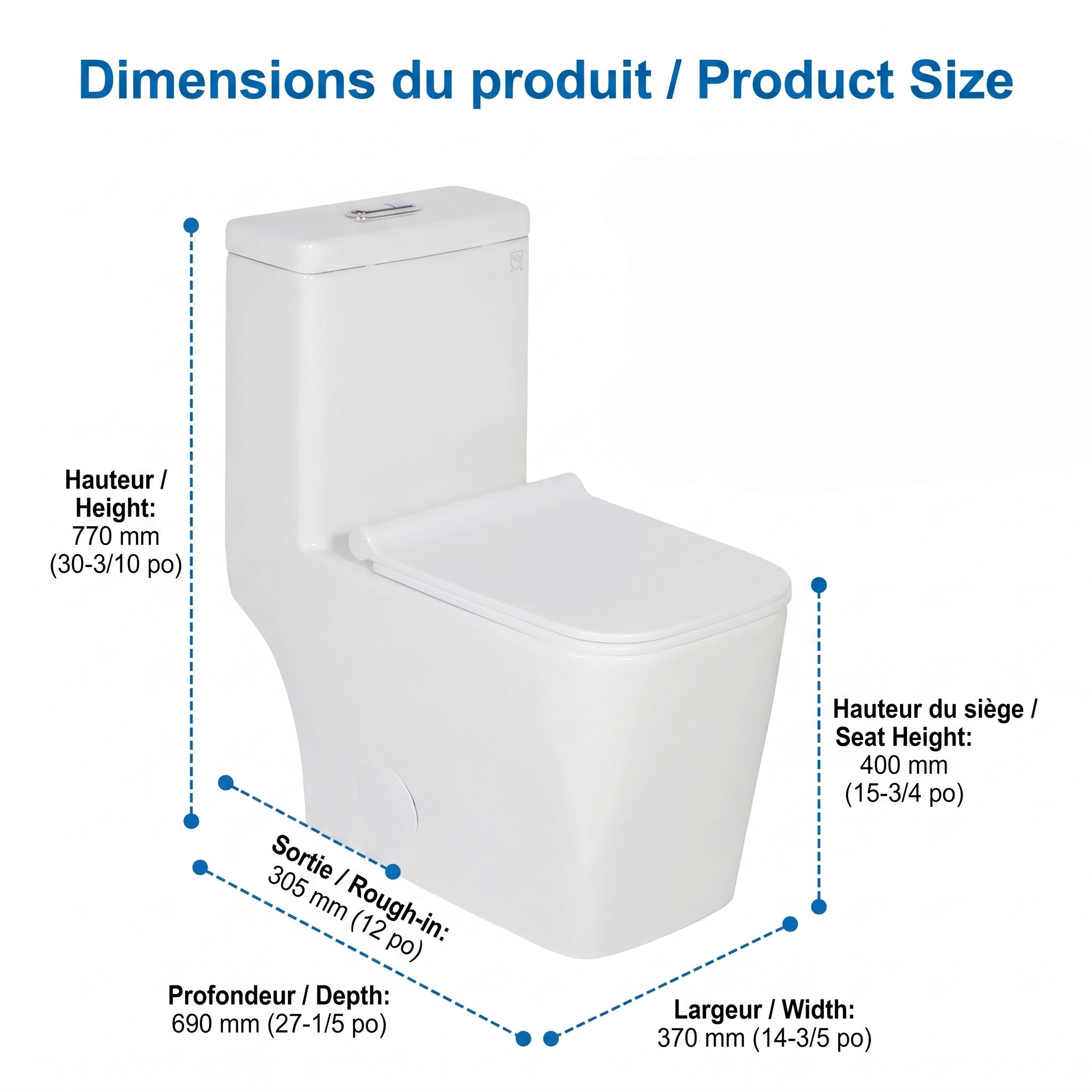 One Piece Toilet - Tornado in White
