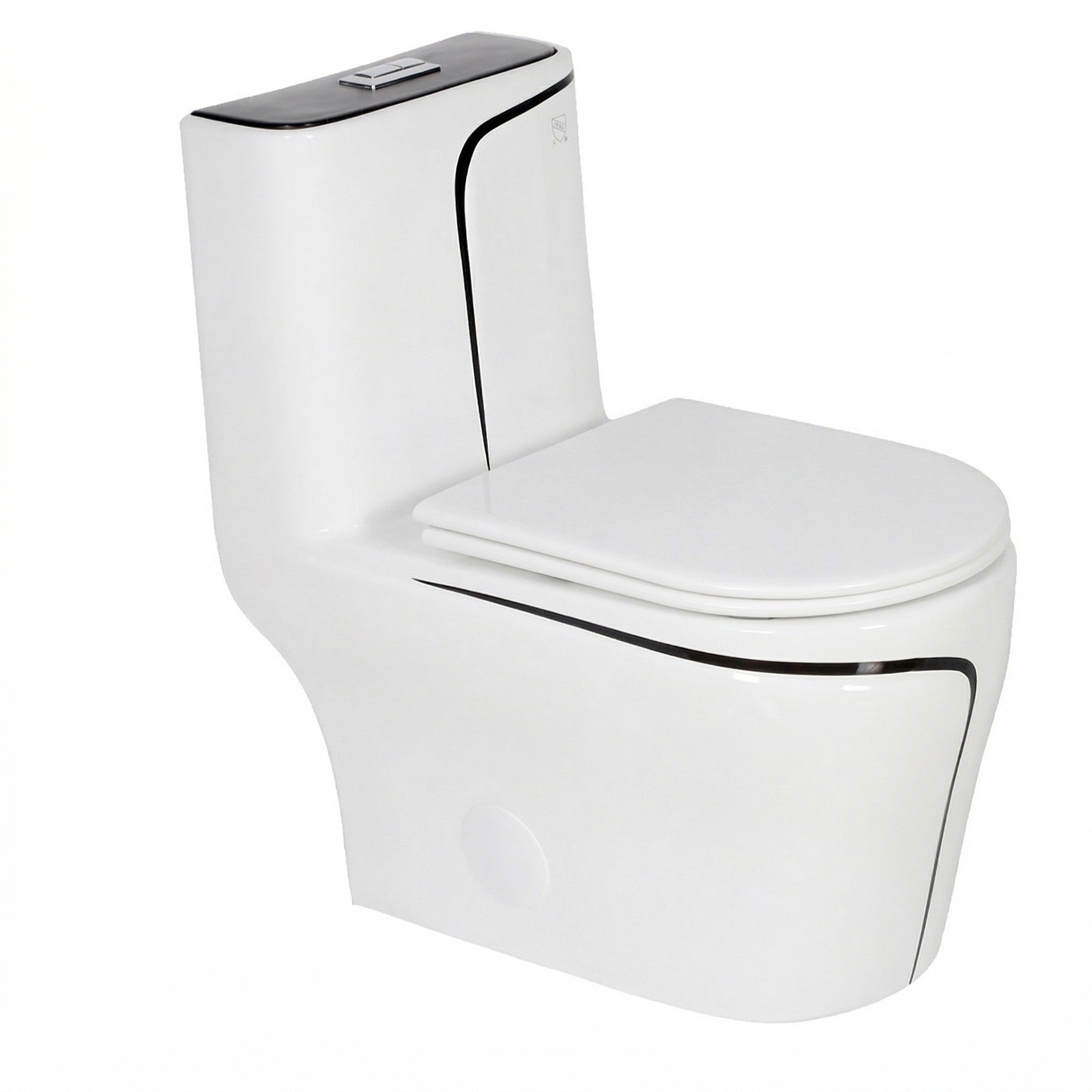 Calcutta One-Piece Toilet – White with Black Accents