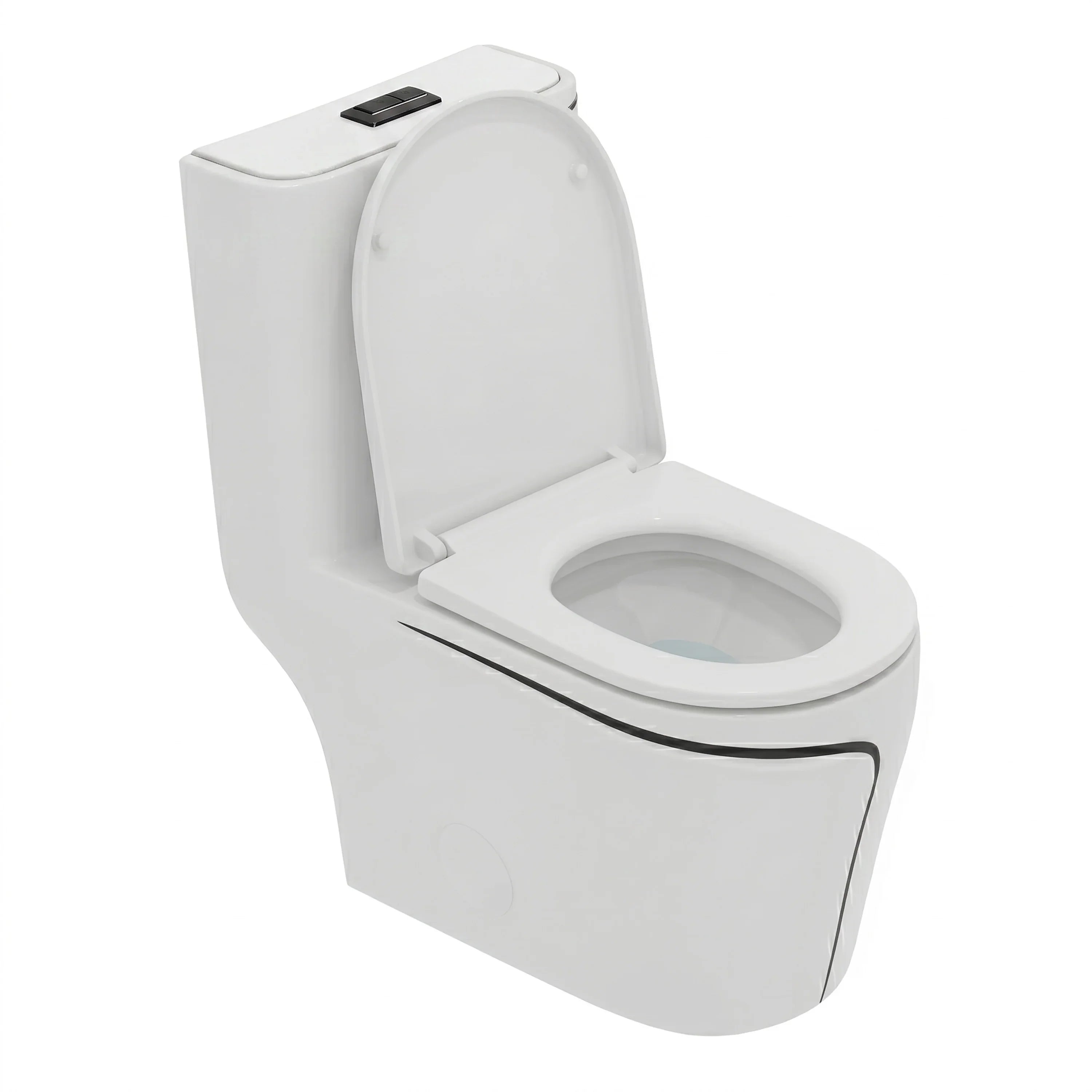 Calcutta One-Piece Toilet – White with Black Accents