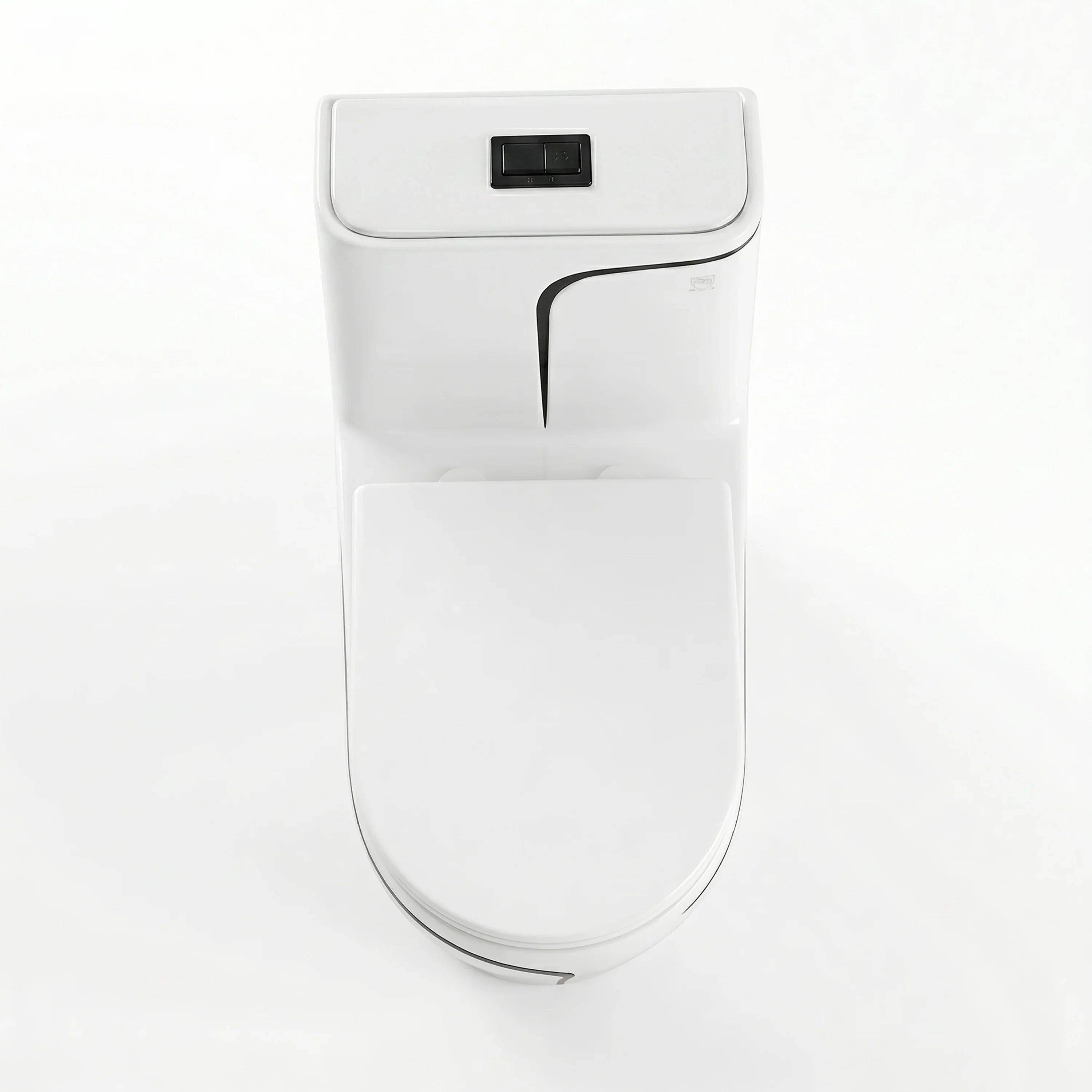 Calcutta One-Piece Toilet – White with Black Accents