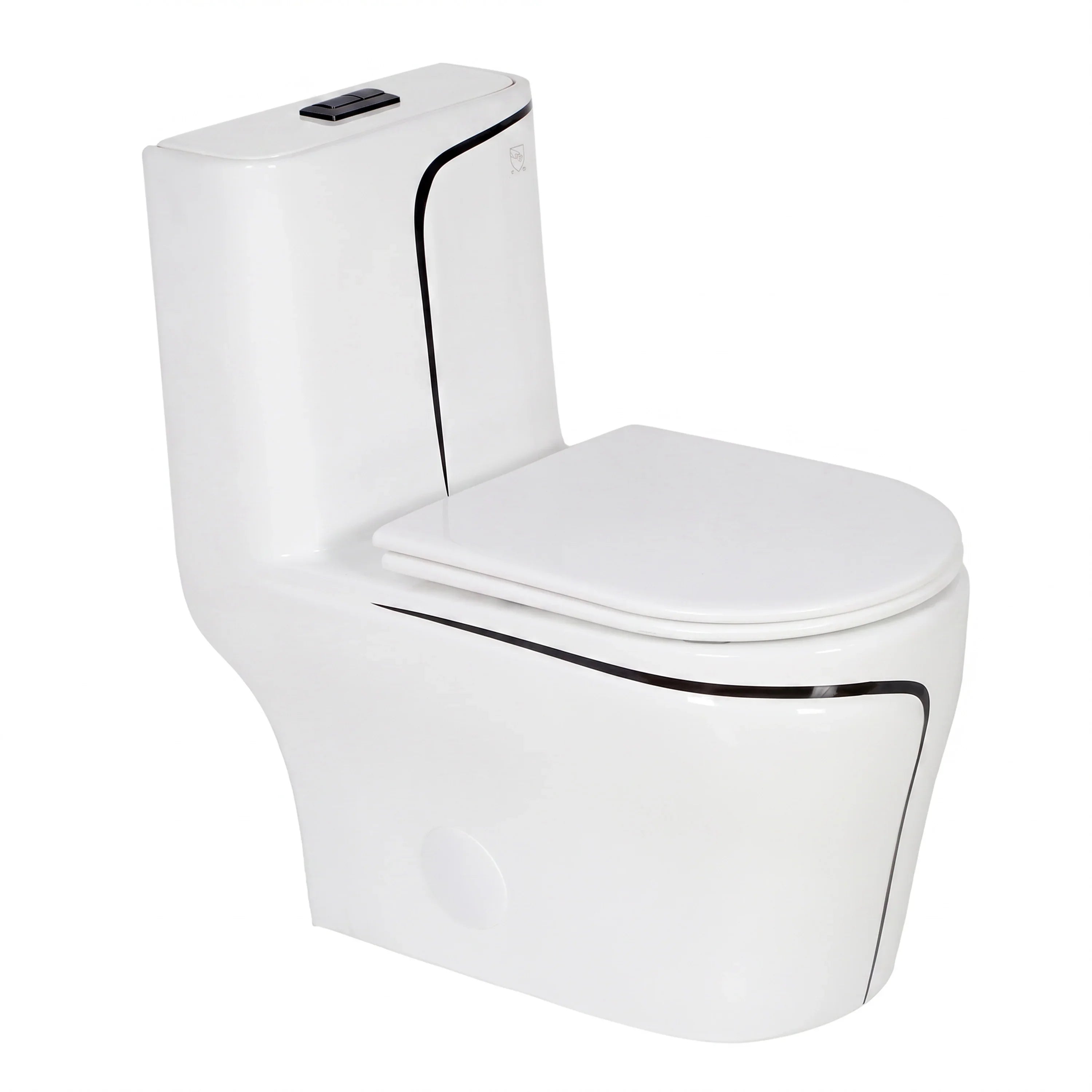Calcutta One-Piece Toilet – White with Black Accents