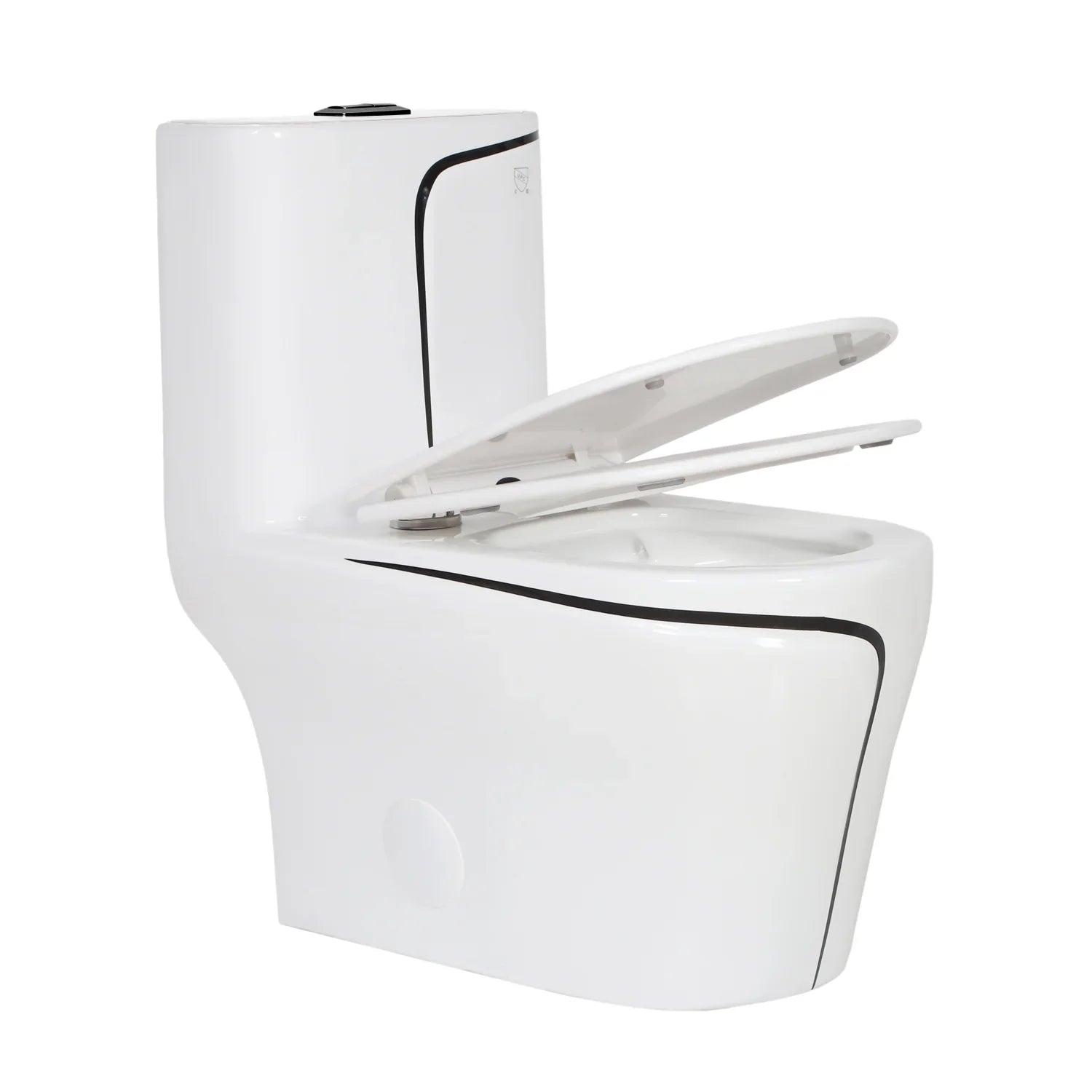 Calcutta One-Piece Toilet – White with Black Accents