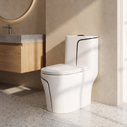 Calcutta One-Piece Toilet – White with Black Accents