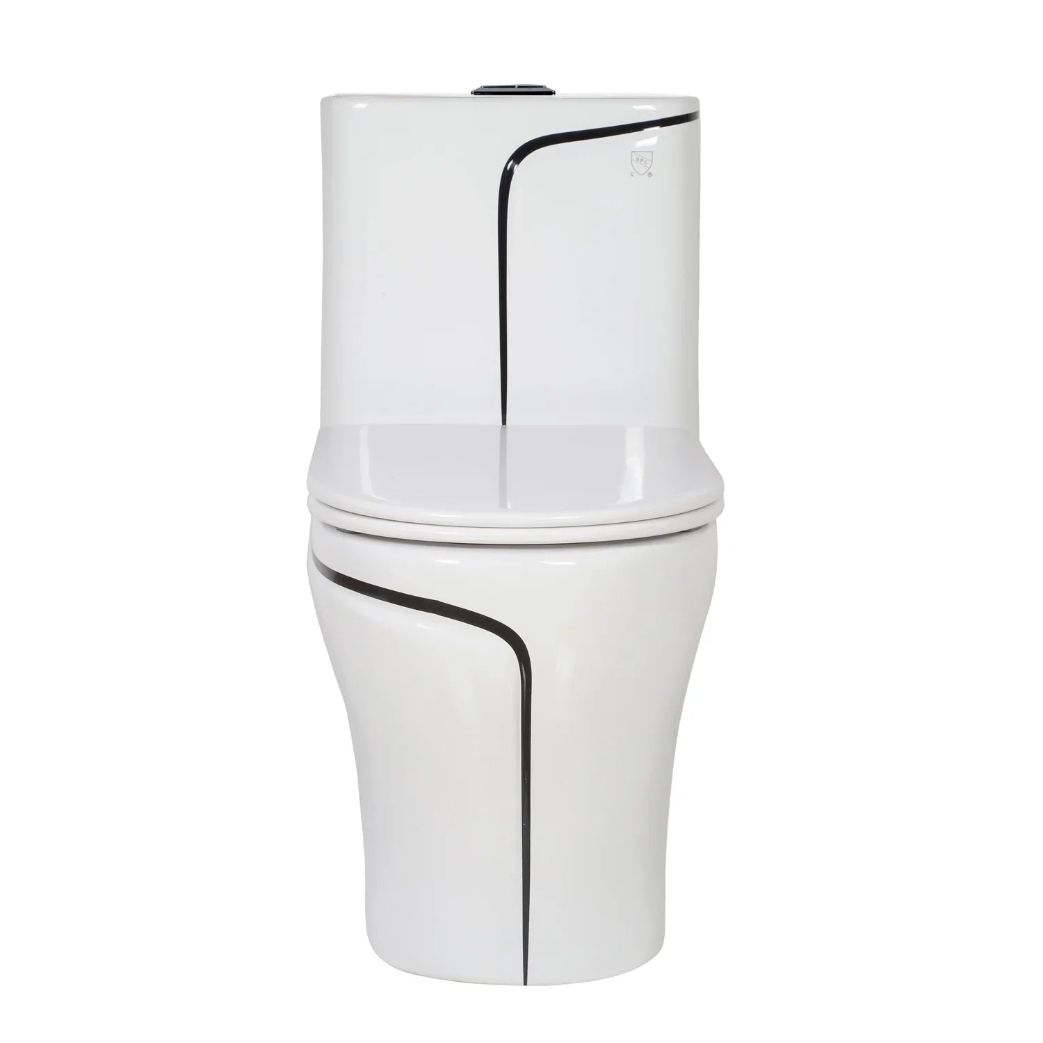 Calcutta One-Piece Toilet – White with Black Accents
