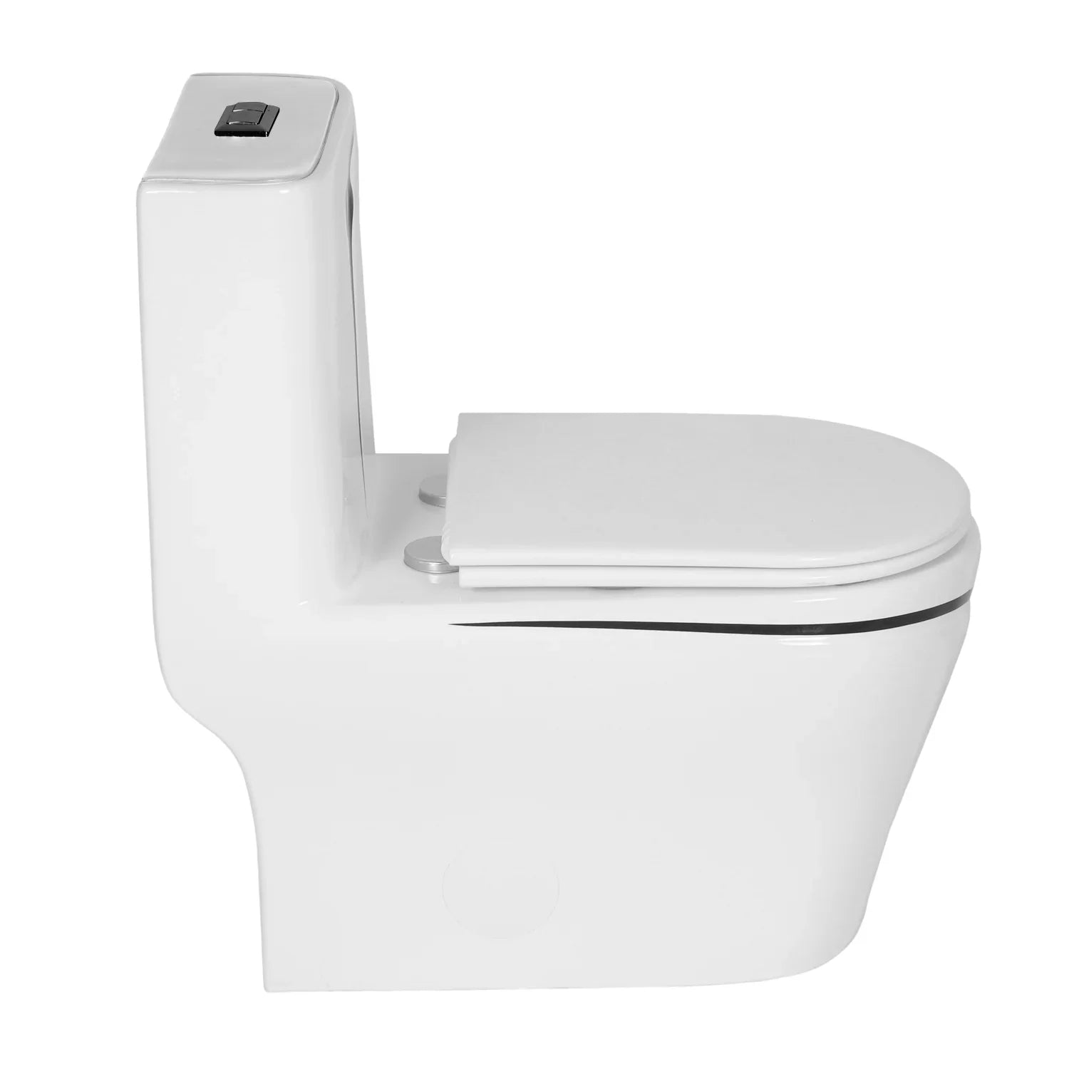 Calcutta One-Piece Toilet – White with Black Accents