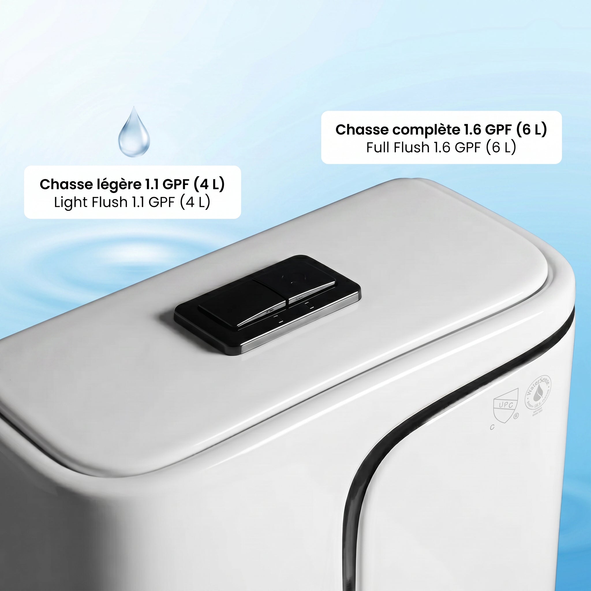 Calcutta One-Piece Toilet – White with Black Accents