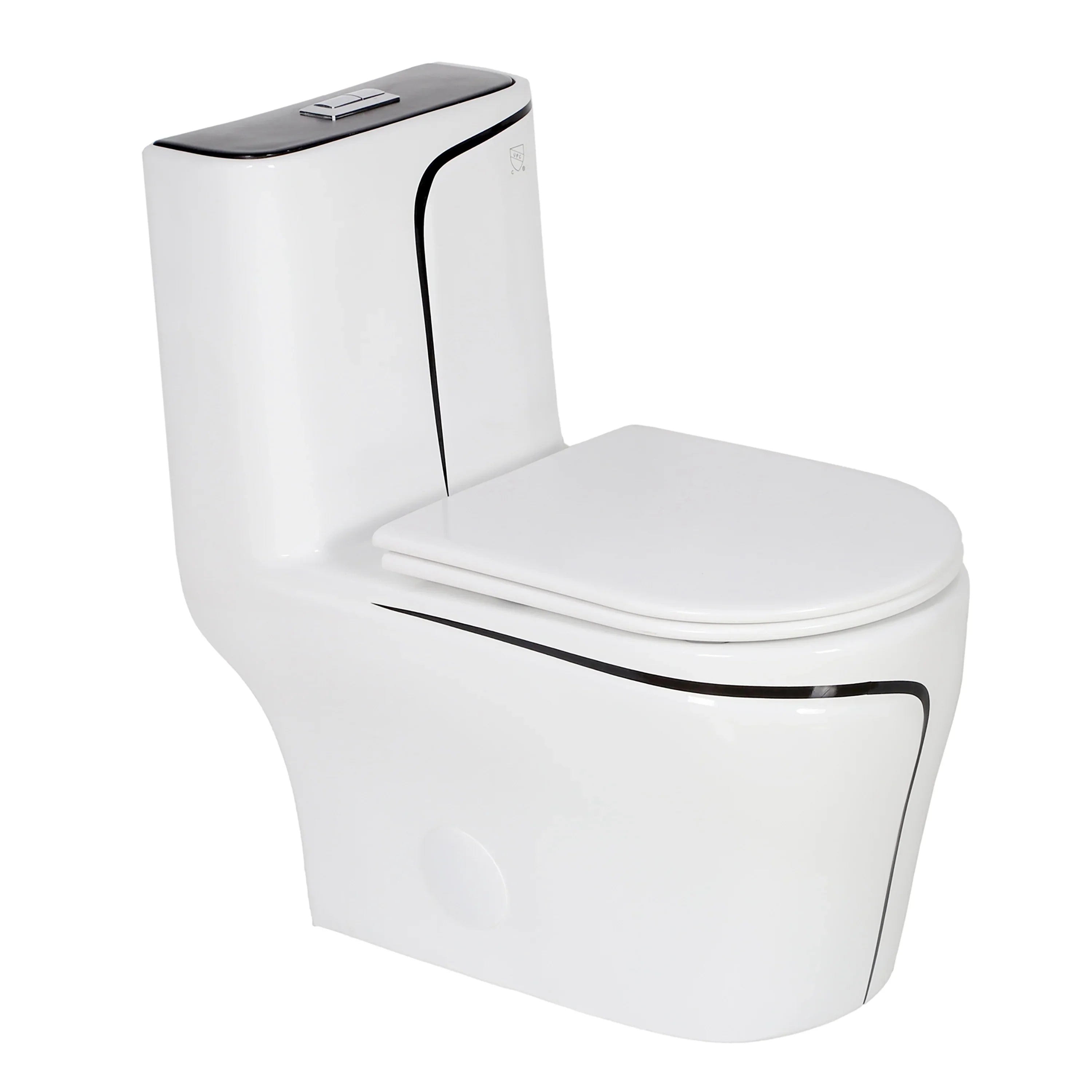 Calcutta One Piece Toilet -  White with Black Accents