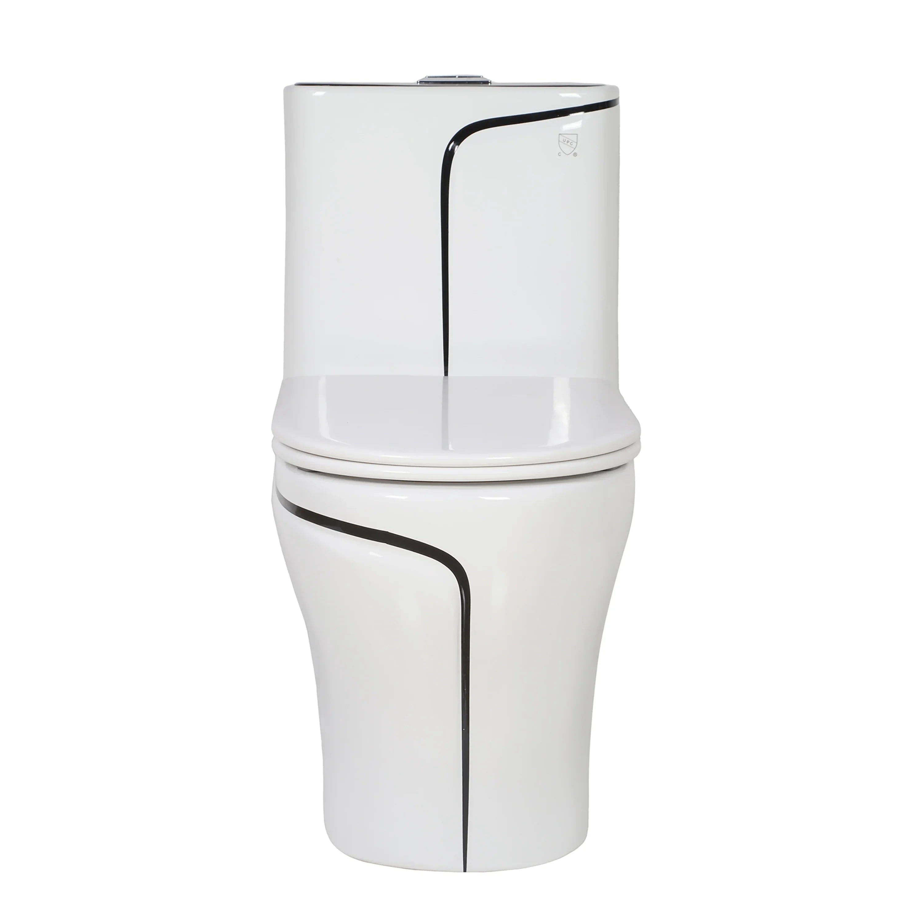 Calcutta One Piece Toilet -  White with Black Accents