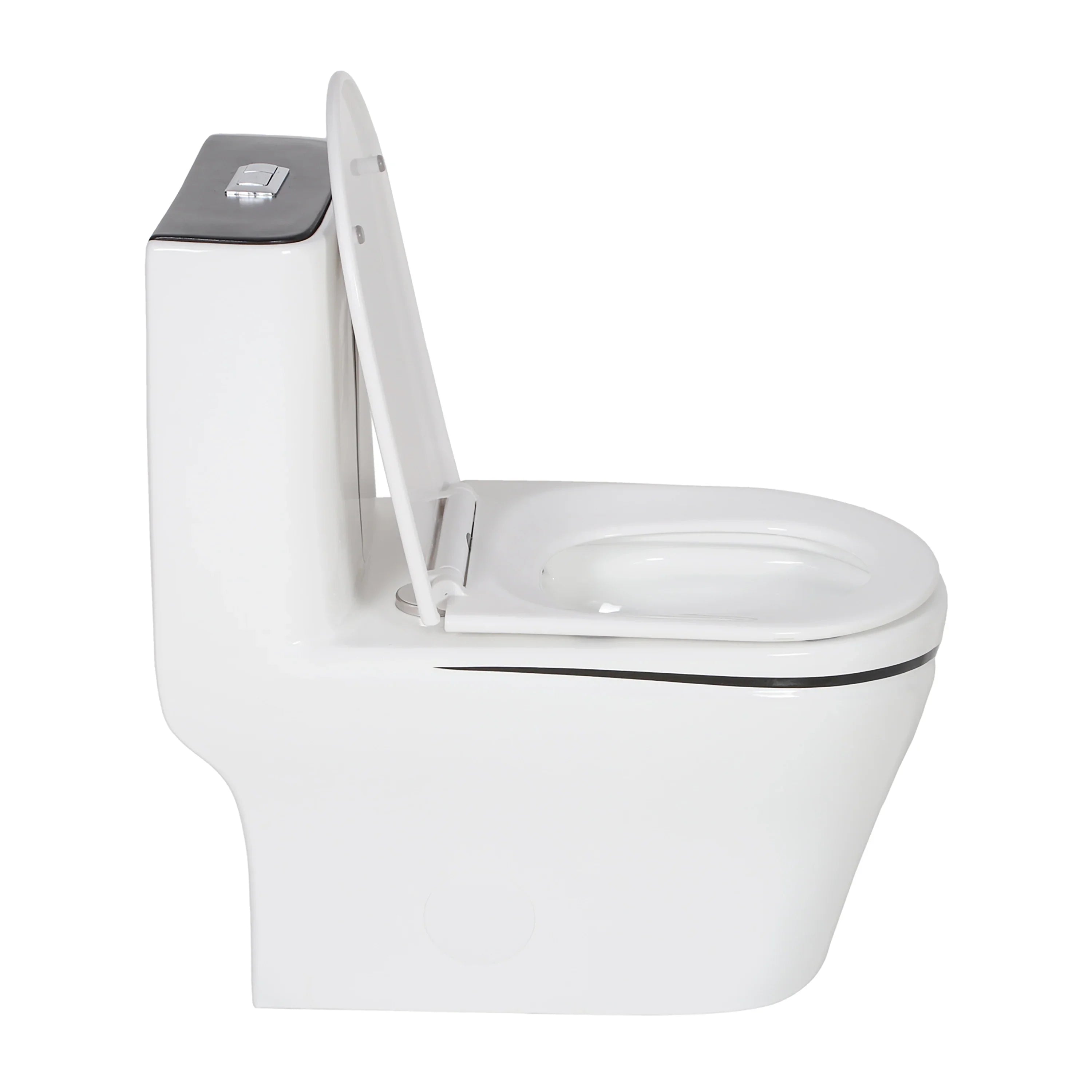 Calcutta One Piece Toilet -  White with Black Accents