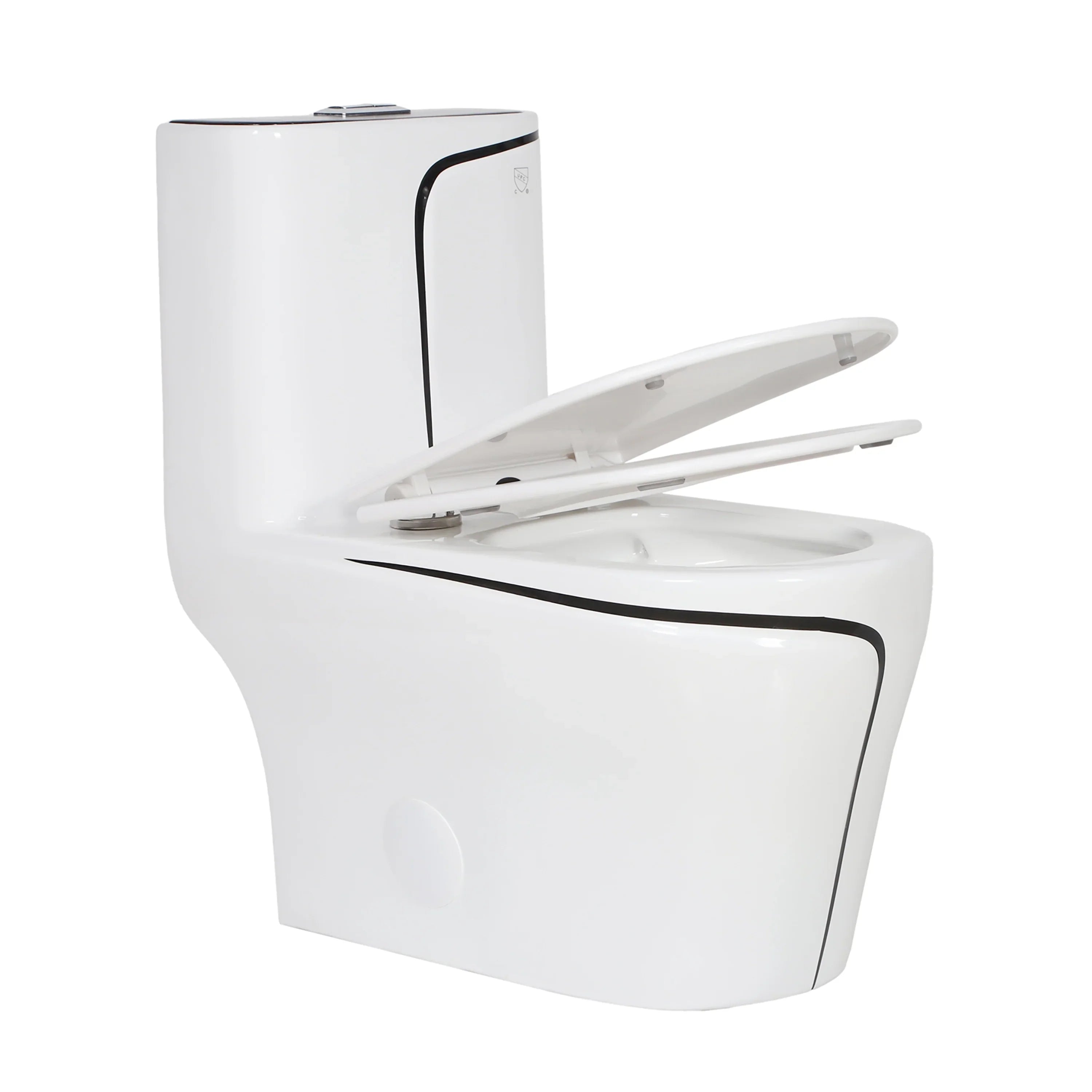 Calcutta One Piece Toilet -  White with Black Accents