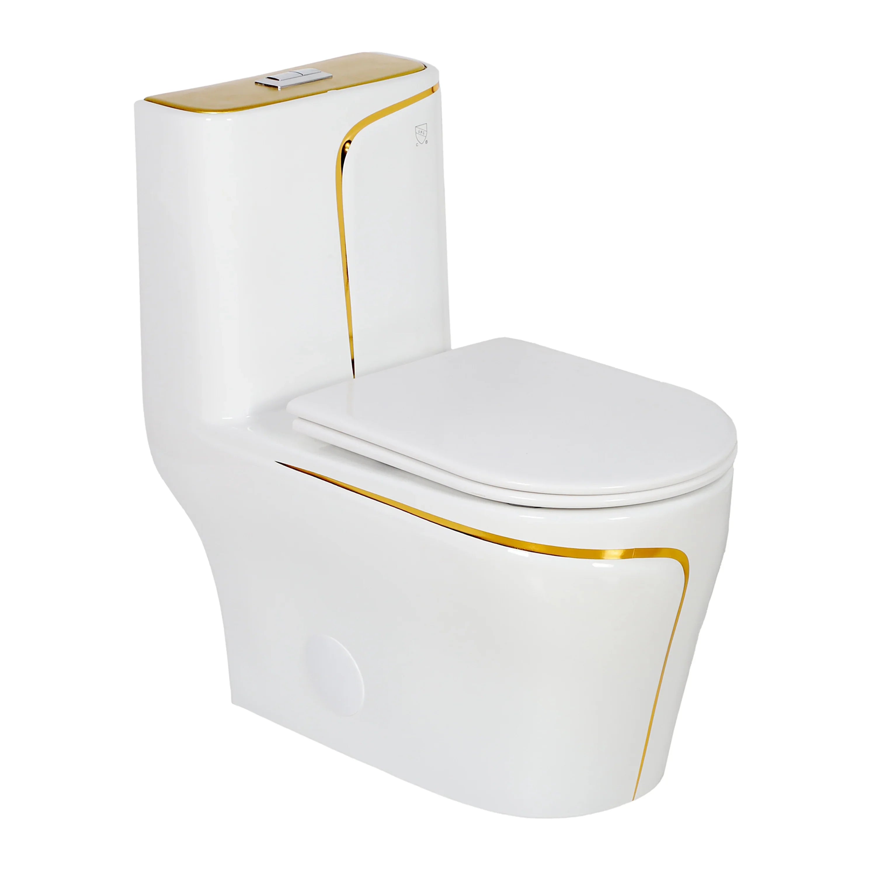 Calcutta One Piece Toilet - White with Gold Accents