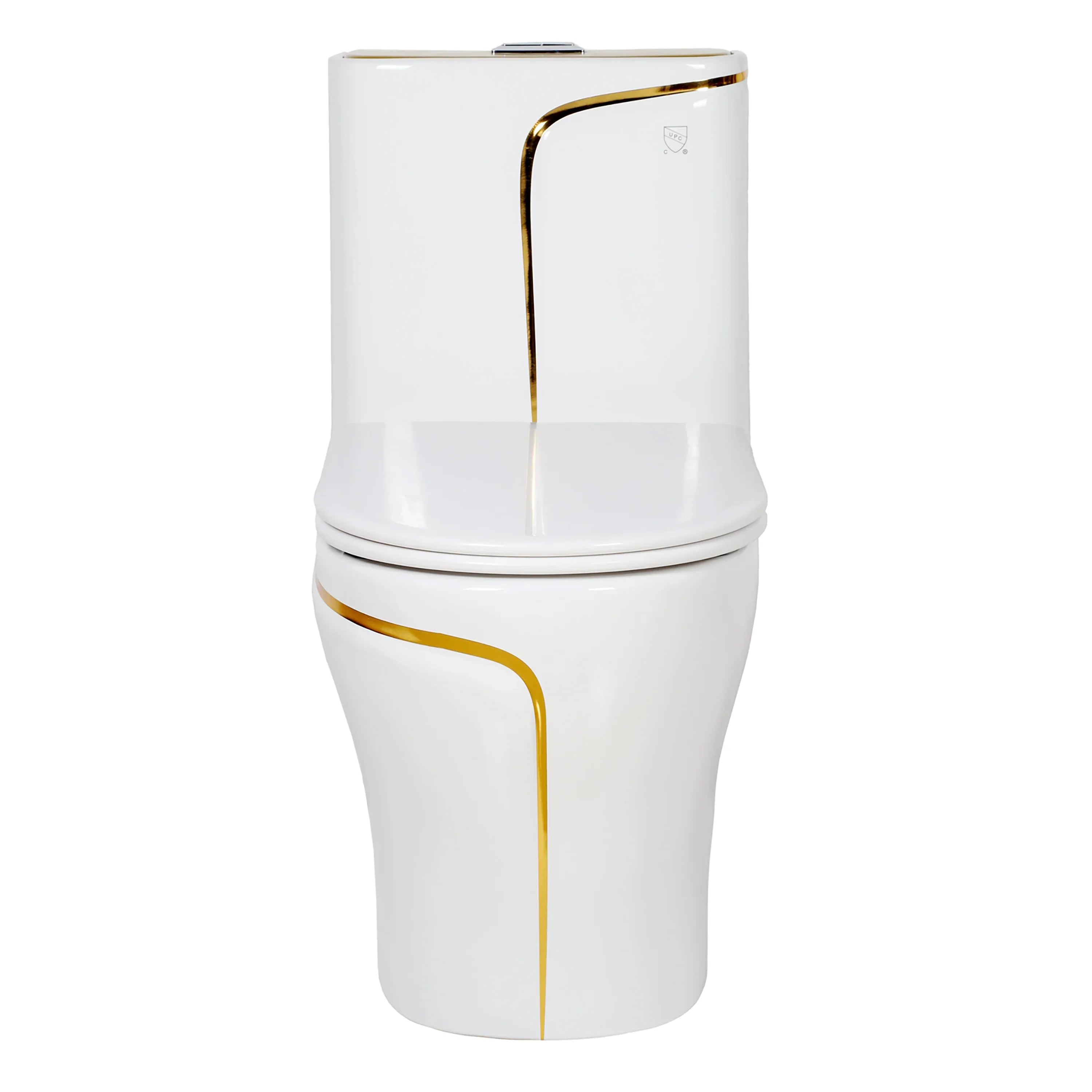 Calcutta One Piece Toilet - White with Gold Accents