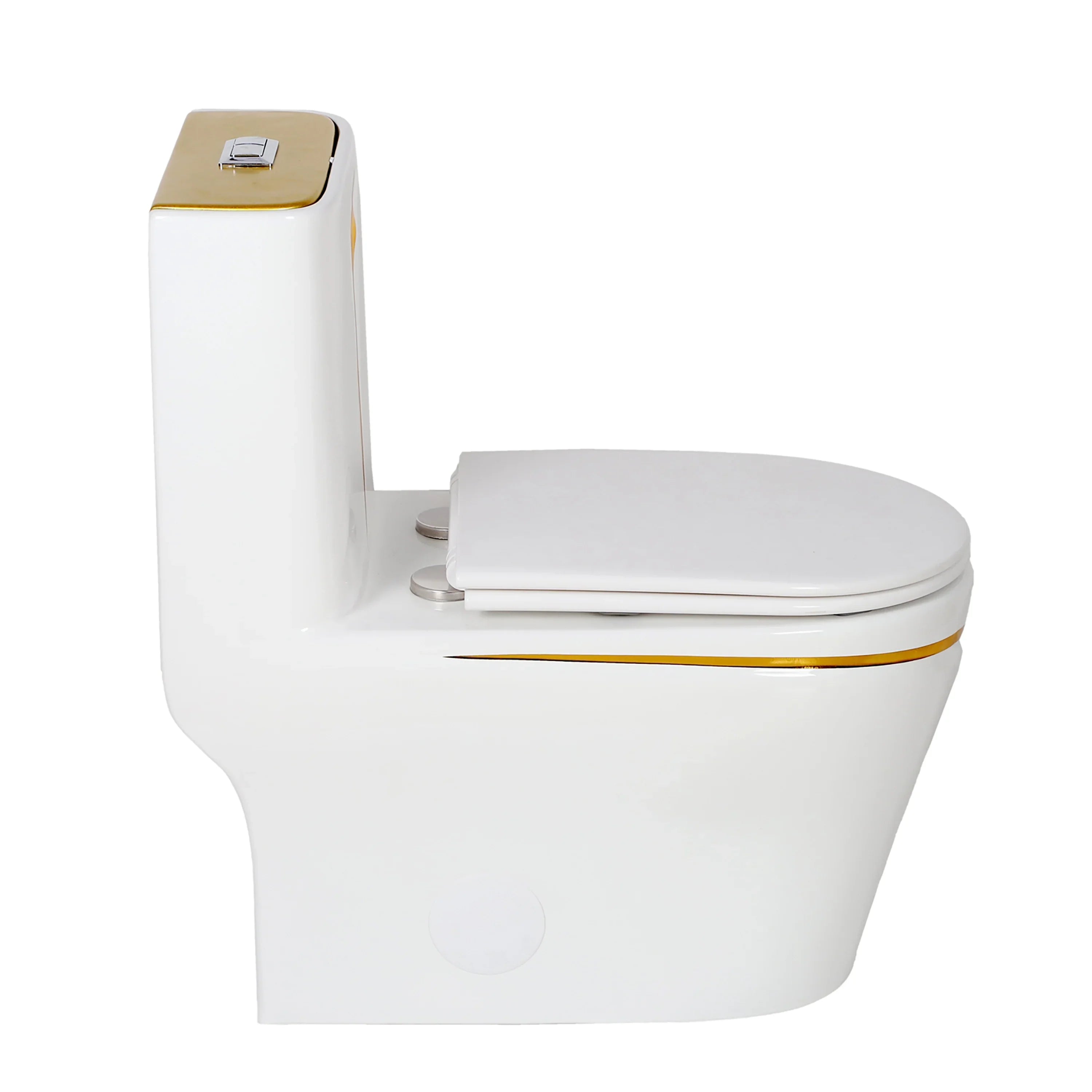 Calcutta One Piece Toilet - White with Gold Accents