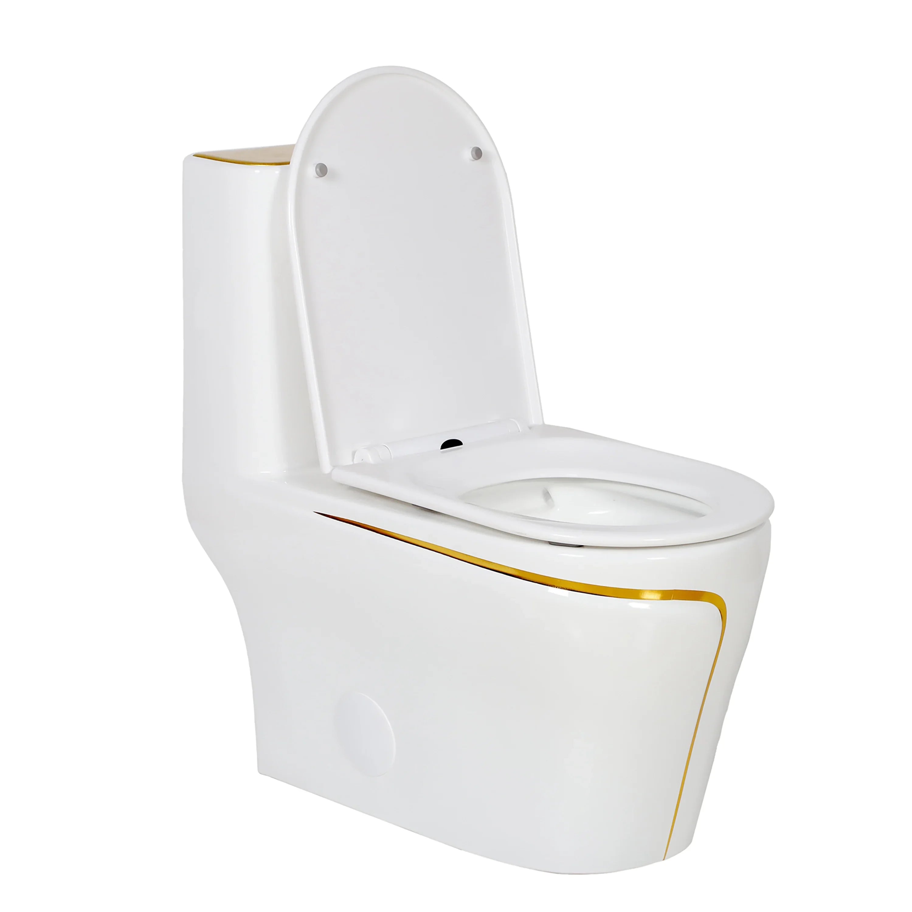 Calcutta One Piece Toilet - White with Gold Accents