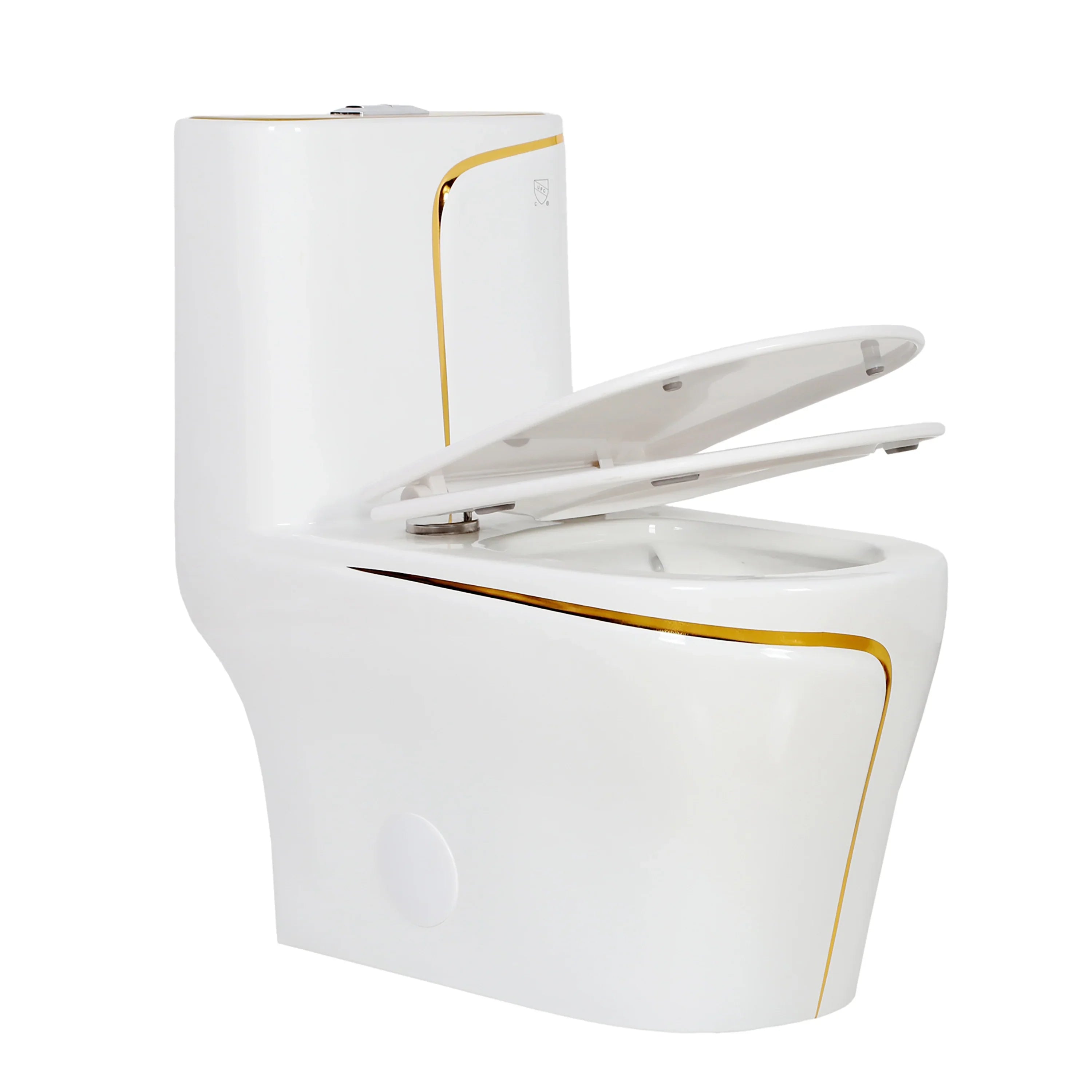 Calcutta One Piece Toilet - White with Gold Accents