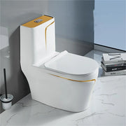 Calcutta One Piece Toilet - White with Gold Accents