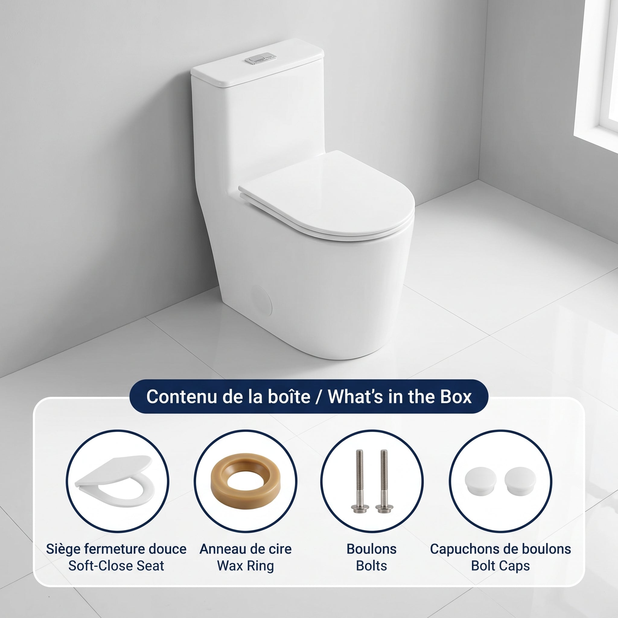 One Piece Toilet - Toledo in White