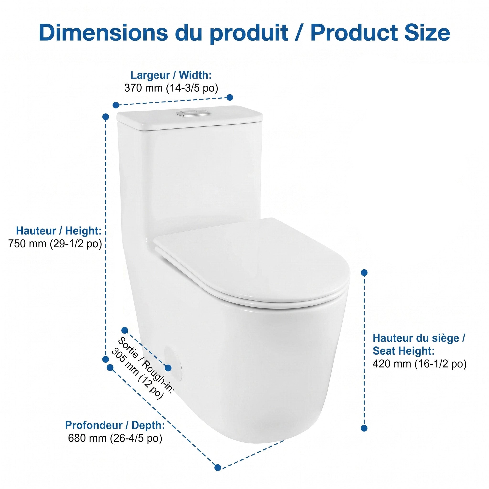 One Piece Toilet - Toledo in White