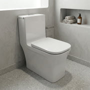 Merida One-Piece Toilet in White – Dual Flush Elongated Square Bowl