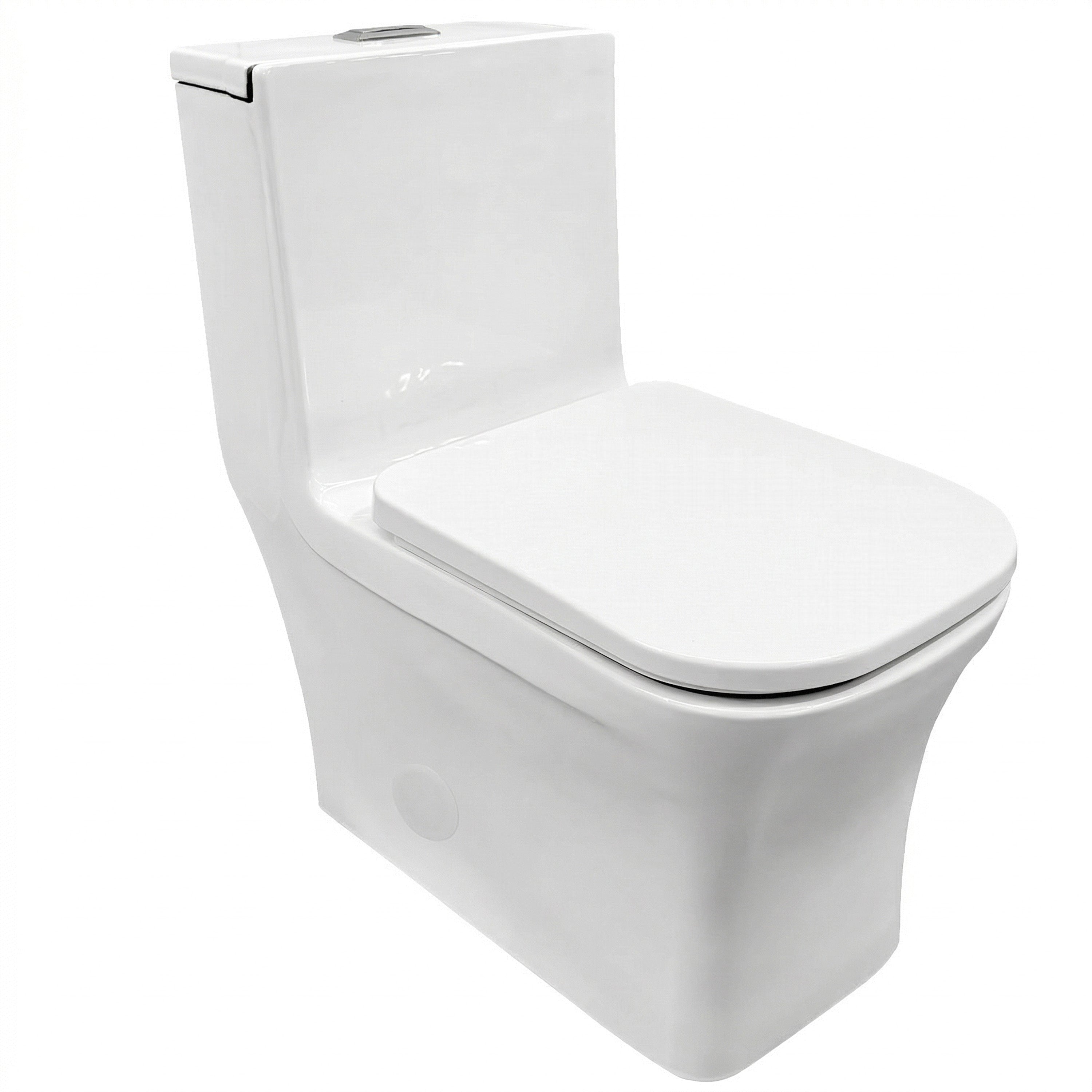 Merida One-Piece Toilet in White – Dual Flush Elongated Square Bowl